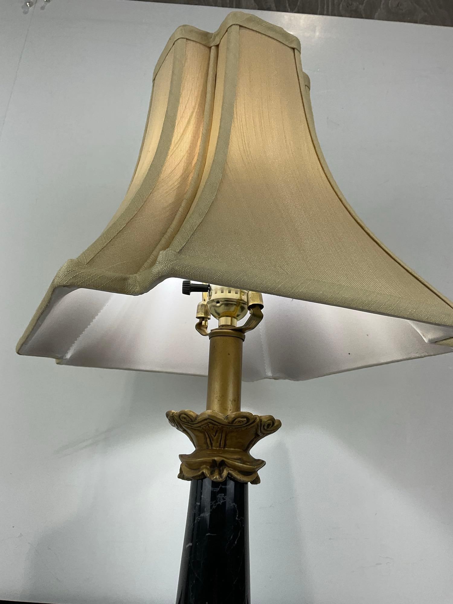 Table Lamp w/Gilt Resin & Black Marble Base, tested, 28h x 12w x 12d inches - 3
