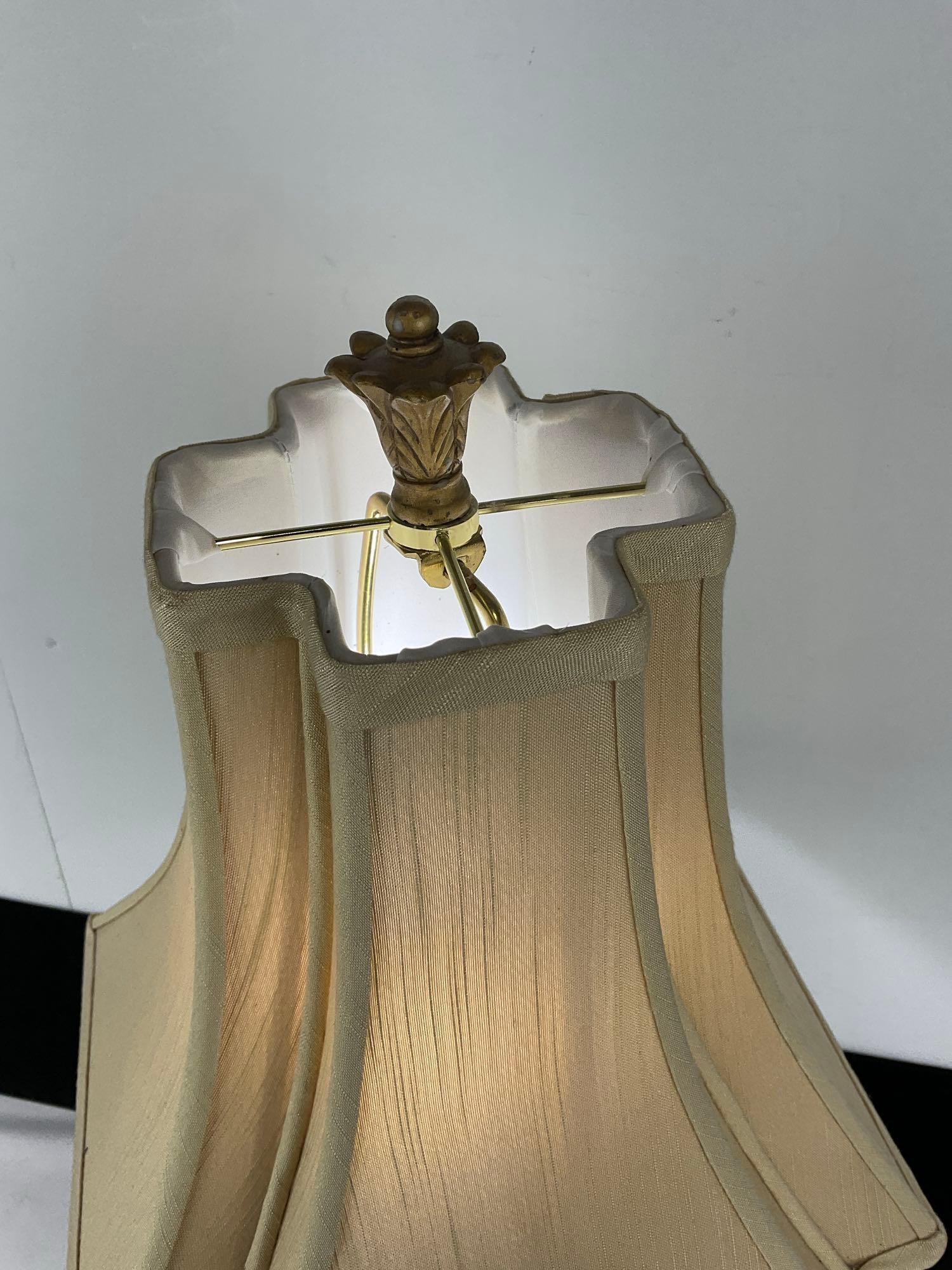 Table Lamp w/Gilt Resin & Black Marble Base, tested, 28h x 12w x 12d inches - 4