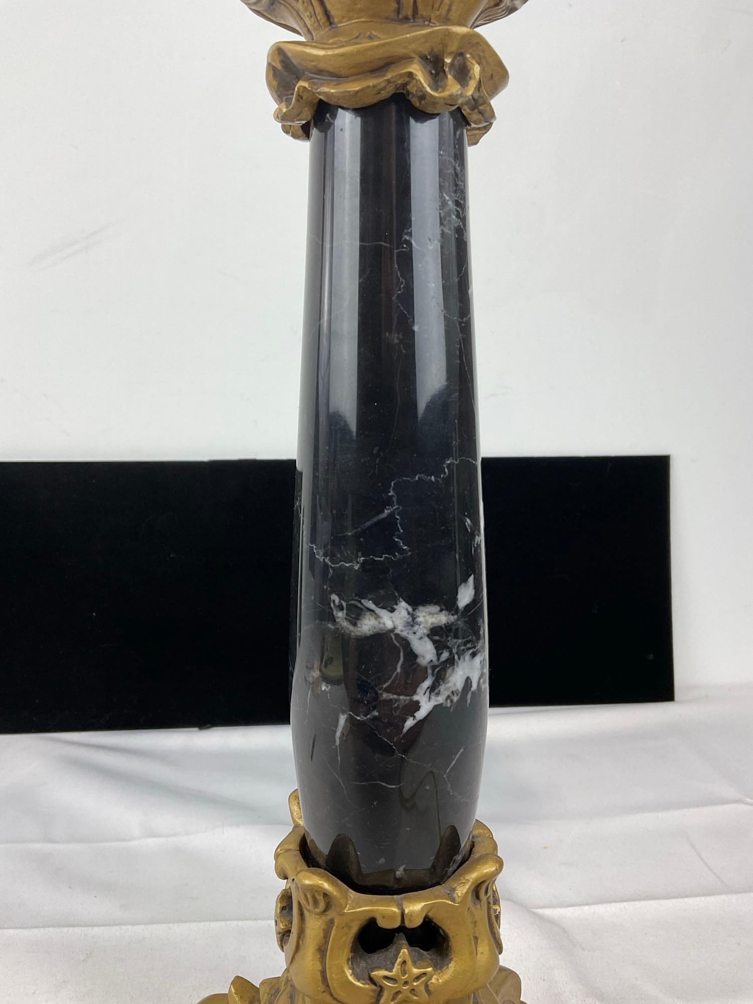 Table Lamp w/Gilt Resin & Black Marble Base, tested, 28h x 12w x 12d inches - 5