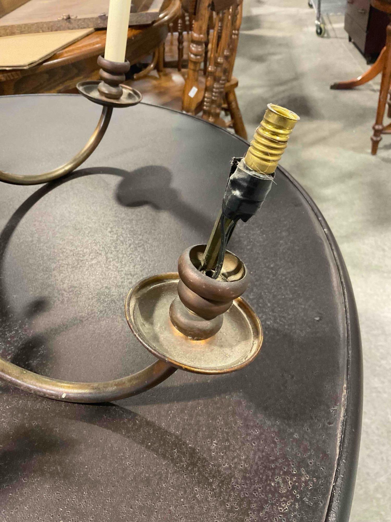 Vintage Brass? Flemish Dutch Chandelier w/ Double Headed Eagle Motif. Untested, Not Working. - 3