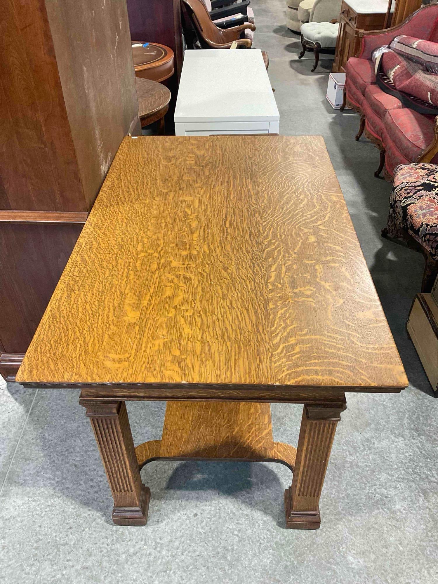 Gorgeous Vintage? Hale & Kilburn Oak Wood Library Table w/ Drawer & Lovely Grain. Excellent Cond. - 2