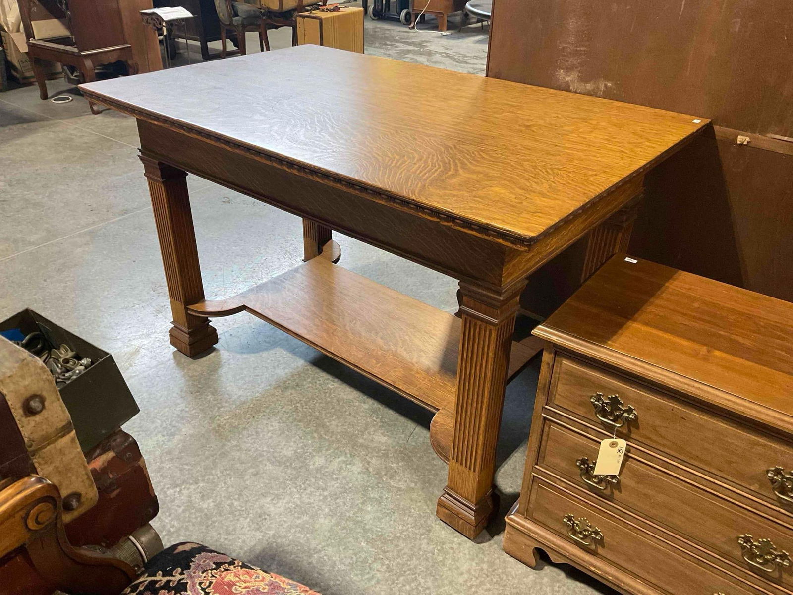 Gorgeous Vintage? Hale & Kilburn Oak Wood Library Table w/ Drawer & Lovely Grain. Excellent Cond. - 4