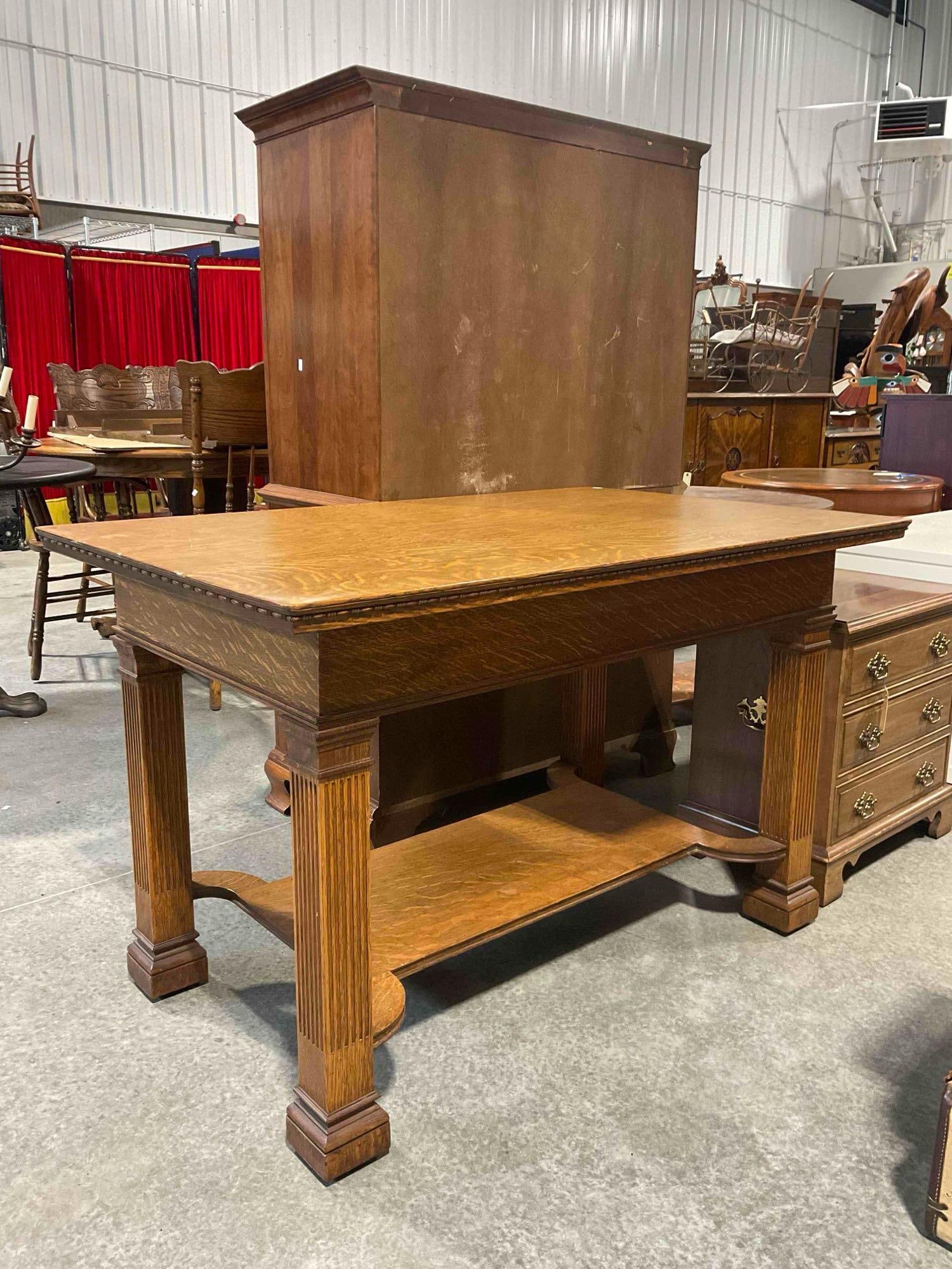 Gorgeous Vintage? Hale & Kilburn Oak Wood Library Table w/ Drawer & Lovely Grain. Excellent Cond. - 5