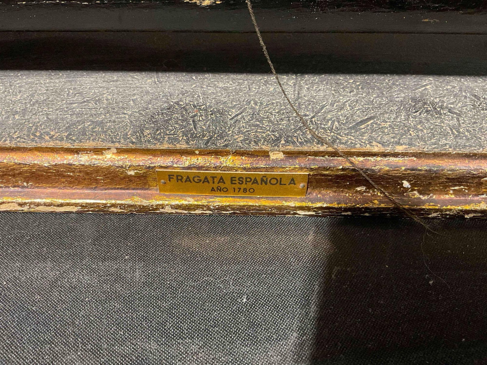 Vintage Spanish Frigate Fragata Espanola Wooden Model Ship on Stand. Very Good Condition. - 5