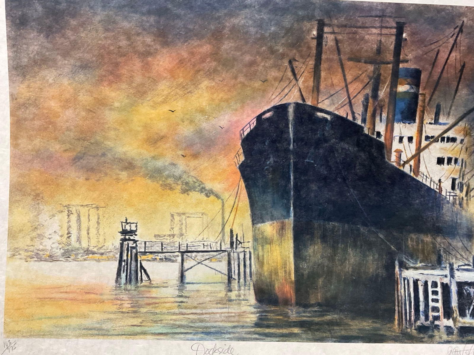 Lovely Unframed Art Signed & #d 143/175 titled Dockside by John Kelly, 23x31 inches - 6