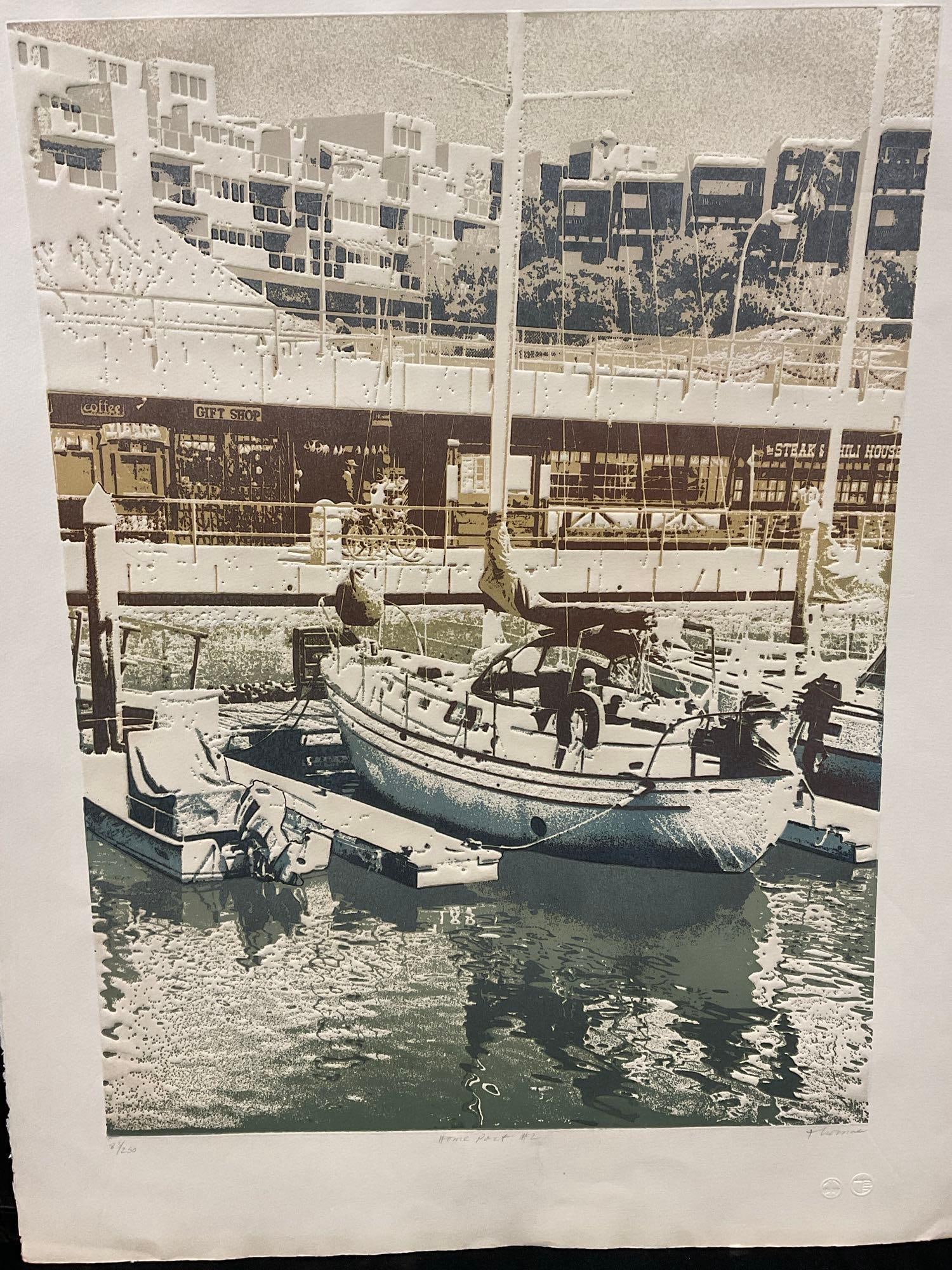 Unframed Art, Signed & #d 83/250 titled Home Port 2 by Ted Thomas, 31x23 inches, lovely colors - 2