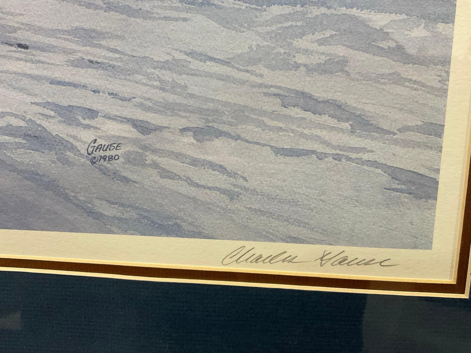 Framed Litho Signed & #d 137/300 Encouraging Word by C. Gause 1980 27x33 inches, Dogsled Snow Scene - 5