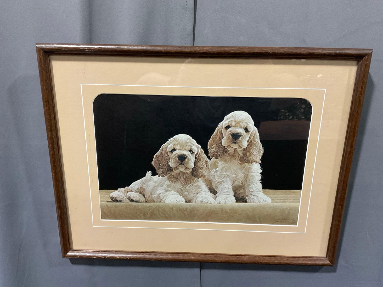 Framed Litho Signed & #d 341/1000 titled Cocker Spaniel Puppies by John Weiss, 18x24 inches - 2