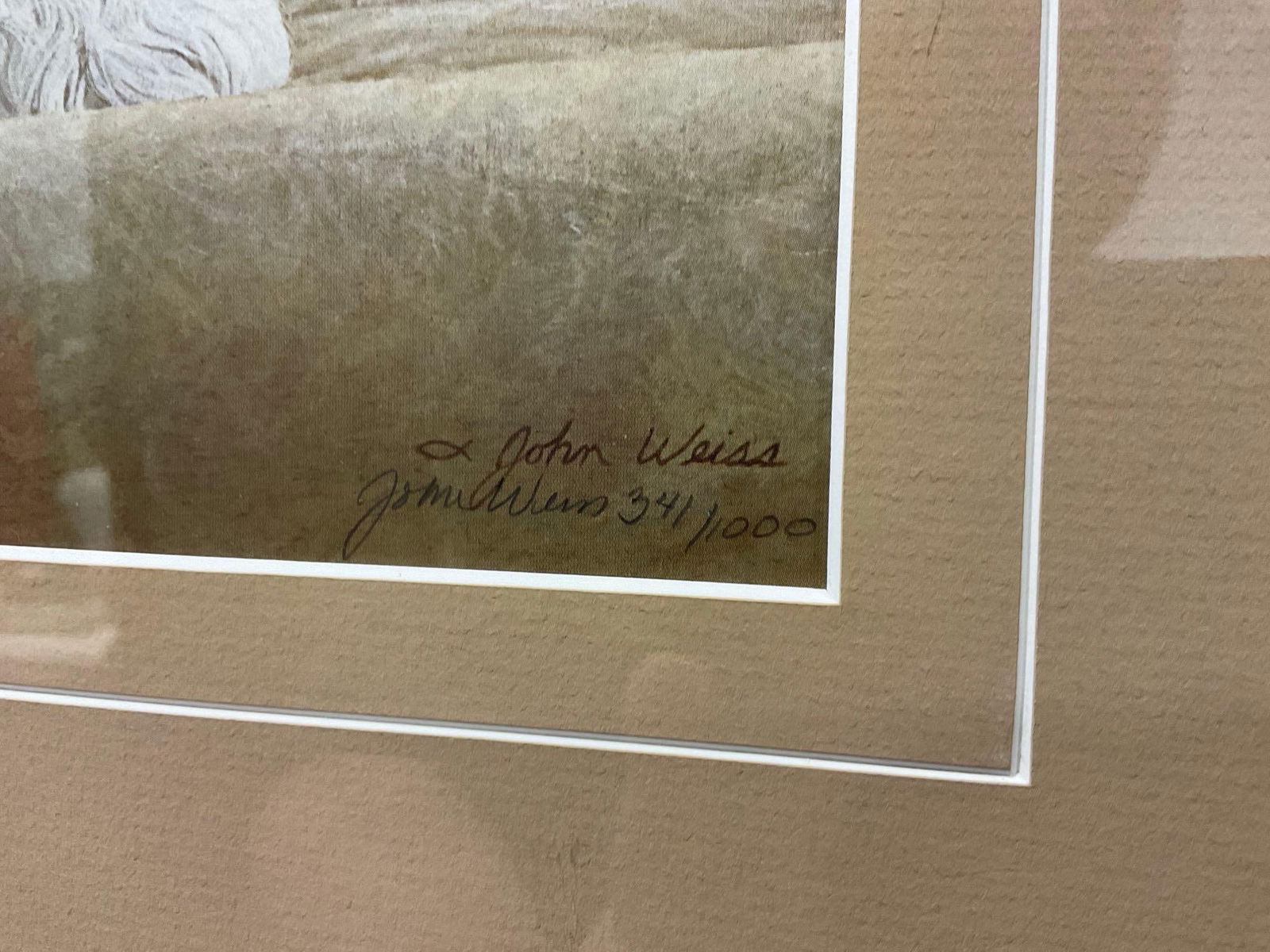 Framed Litho Signed & #d 341/1000 titled Cocker Spaniel Puppies by John Weiss, 18x24 inches - 3