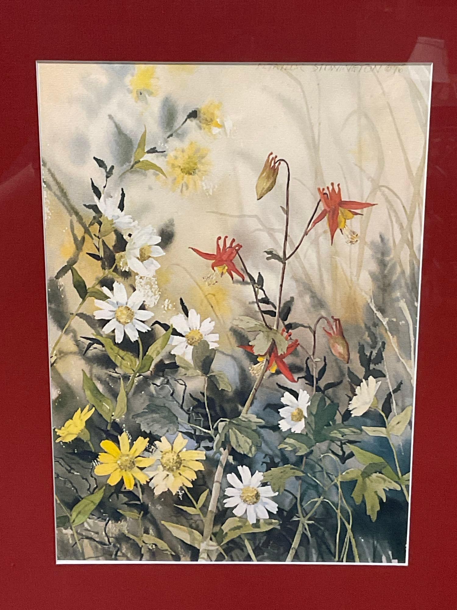 Framed Signed Print titled Wild Daisies by N. Taylor Stonington 23x18 inches: Appears to be in good shape. The piece measures approx 23h x 18w x 3d inches. See pics. E-5610 