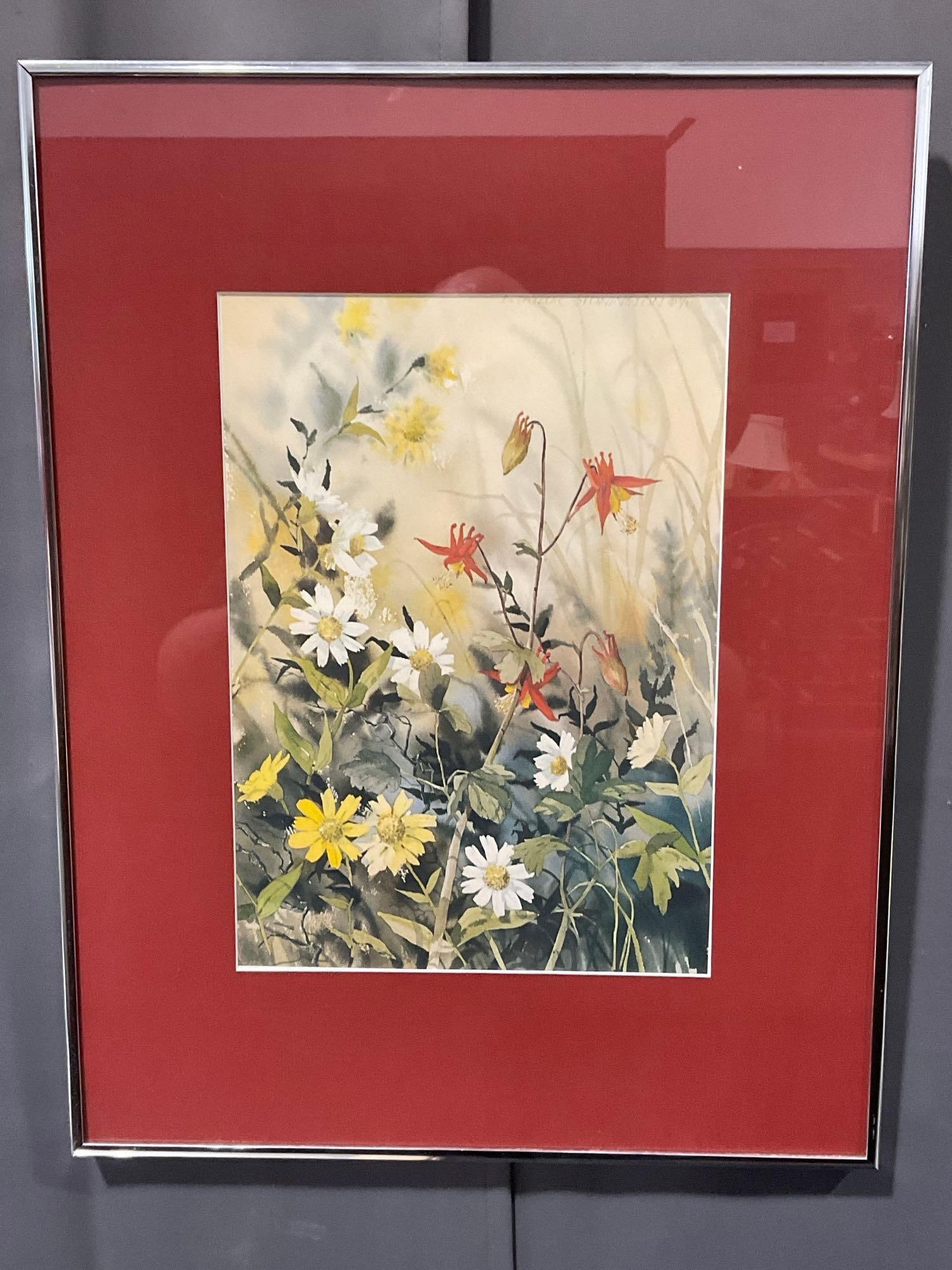 Framed Signed Print titled Wild Daisies by N. Taylor Stonington 23x18 inches - 2
