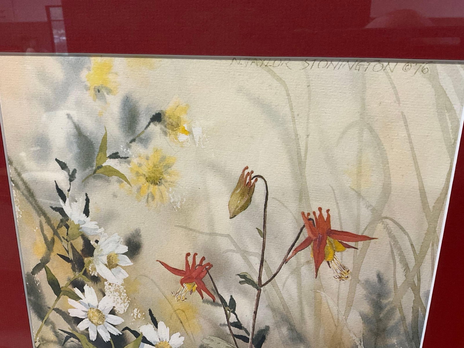 Framed Signed Print titled Wild Daisies by N. Taylor Stonington 23x18 inches - 3