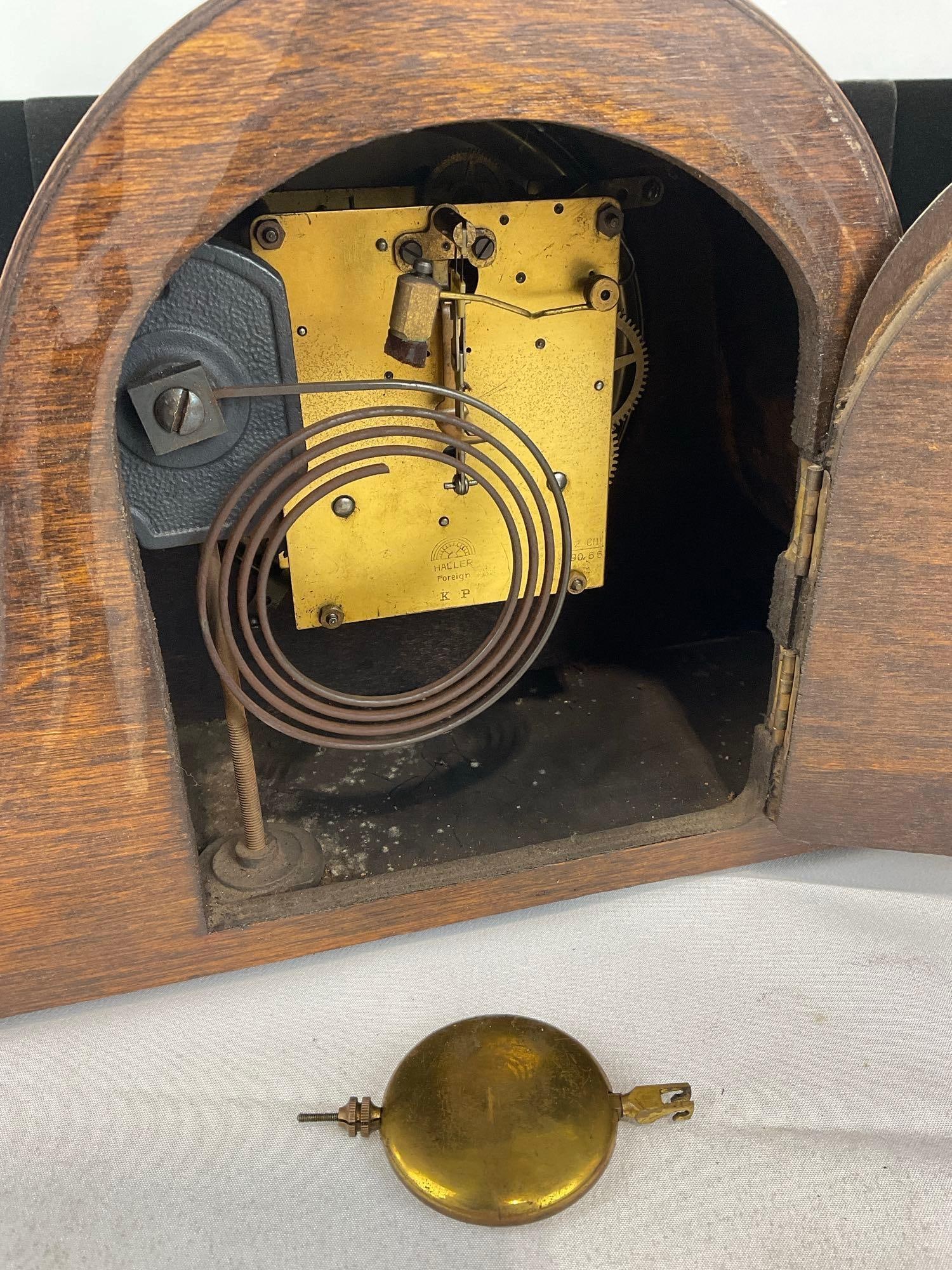 Antique Haller German Humpback Mantel Clock Time Strike, 10h x 17w x 6d inches - 5