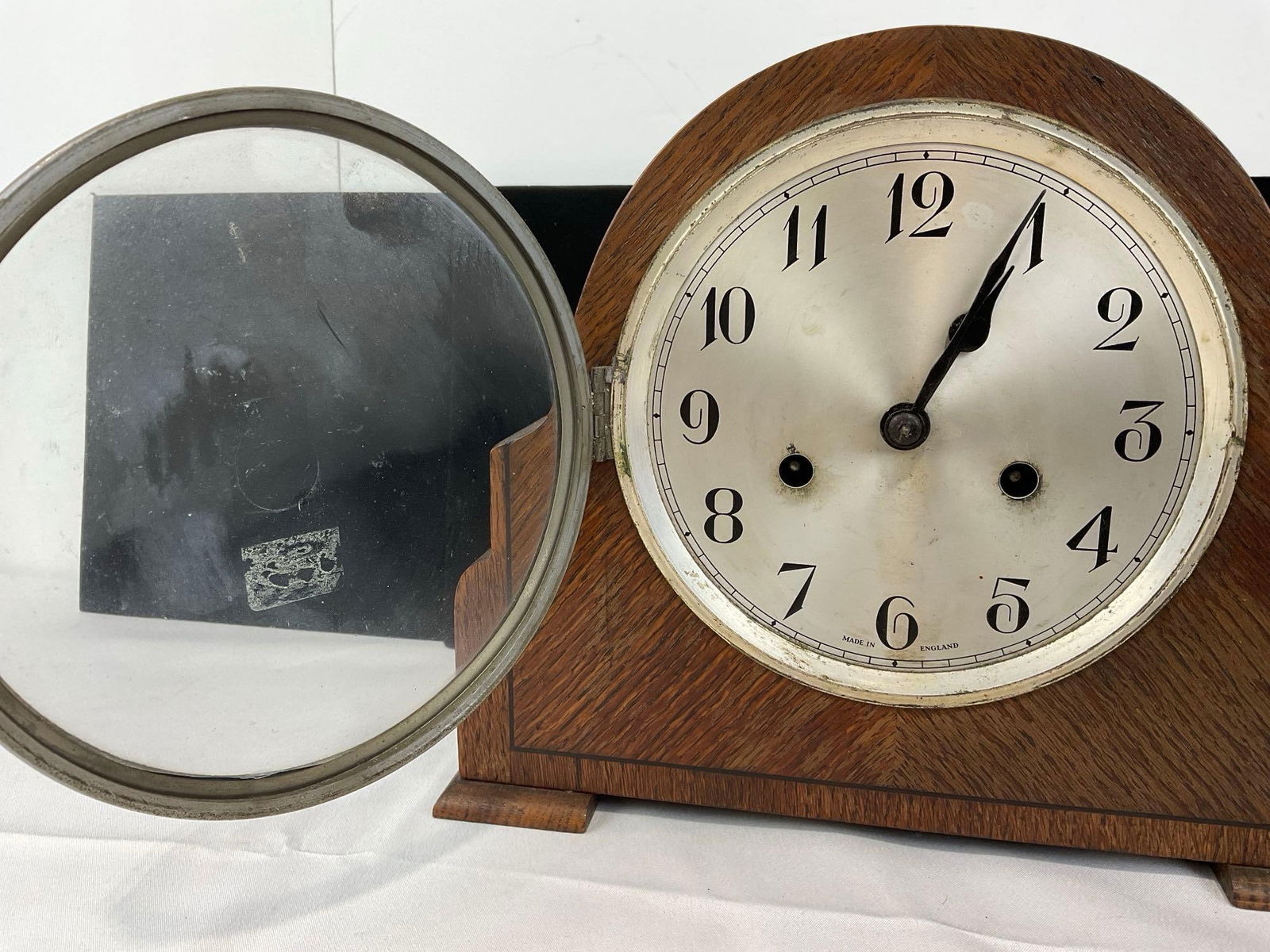 Antique Time Strike Mantel Clock w/Metal Face, 10h x 12w x 6d in - 2