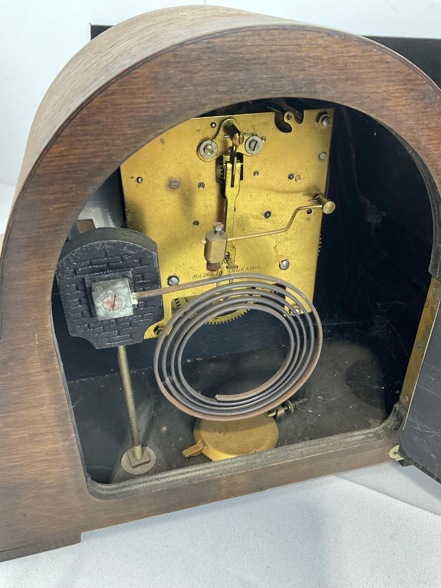 Antique Time Strike Mantel Clock w/Metal Face, 10h x 12w x 6d in - 5