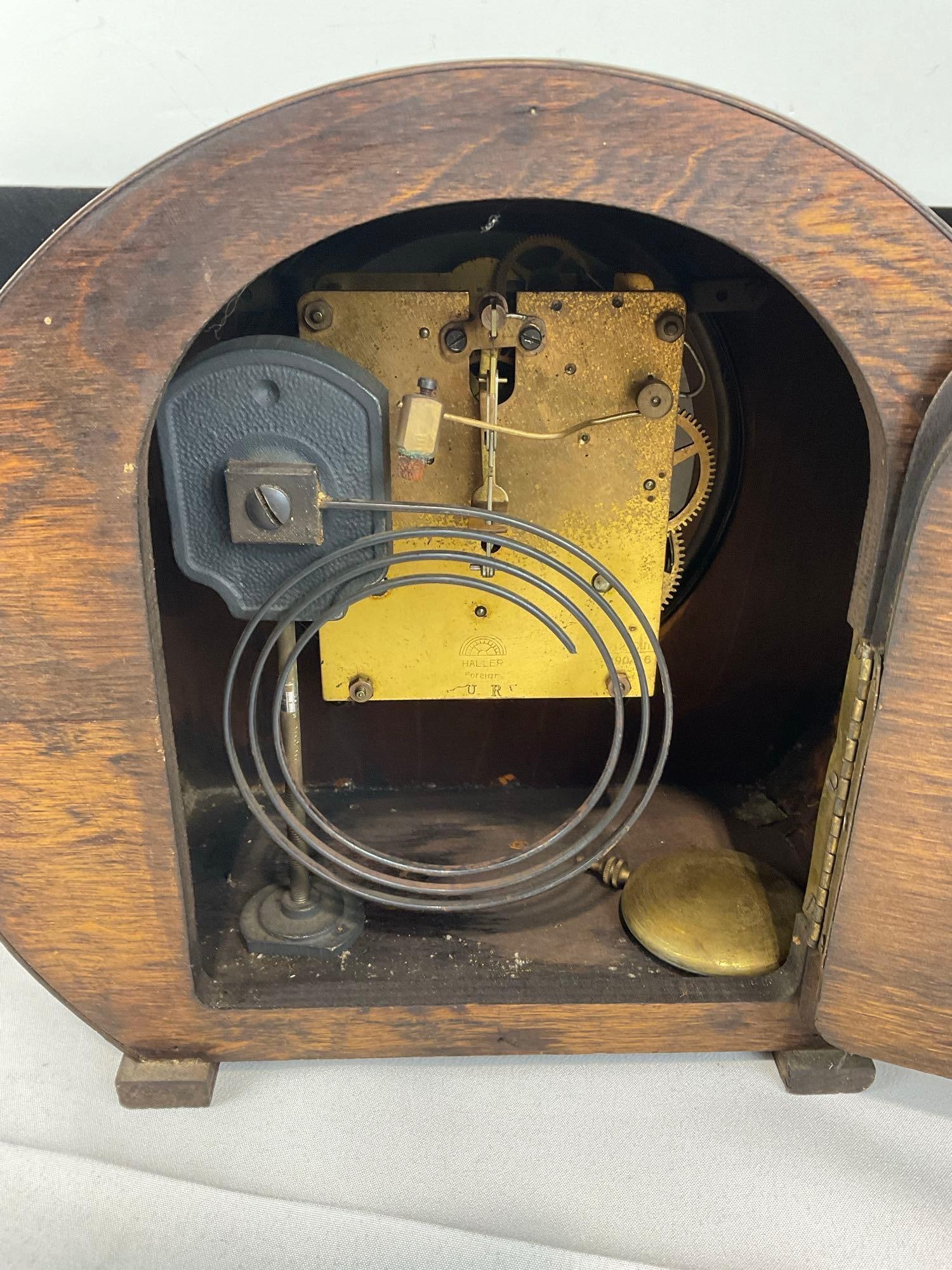 Antique Haller German Time Strike Mantel Clock, Circular, 10h x 11w x 6d inches - 4