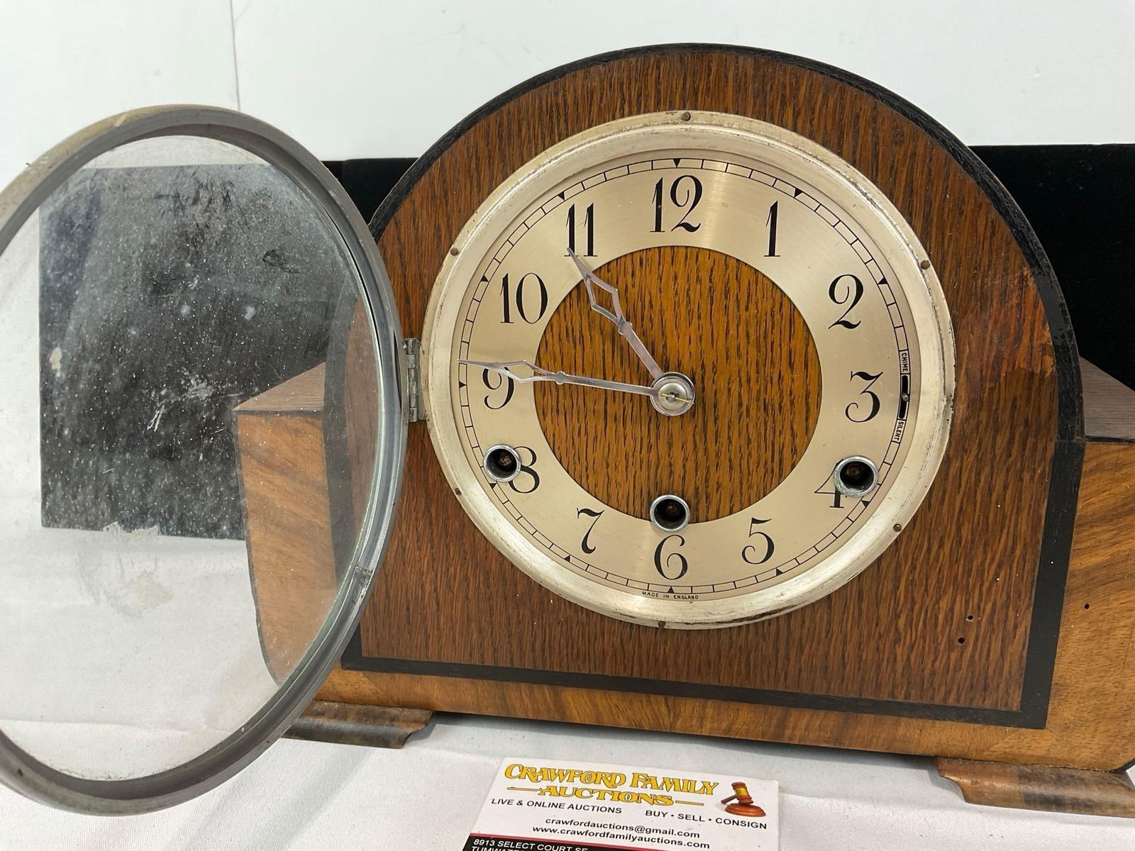 Early 20th Century Art Deco British Mantel Clock Time Strike Chime, 10h x 12w x 7d inches - 2