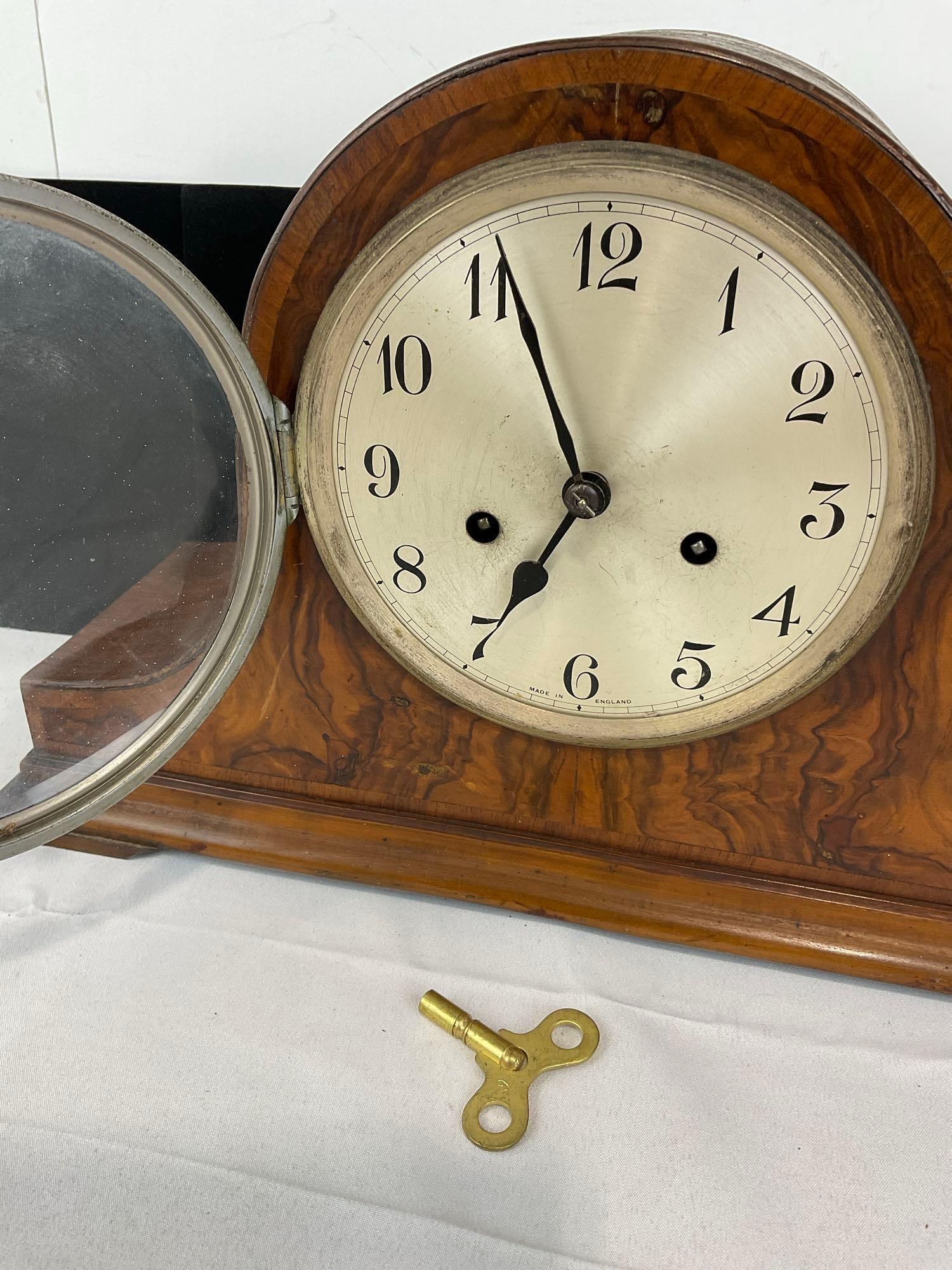 Early 20th Century British Mantel Clock Humpback, Time Strike, 11h x 17w x 6d inches - 2