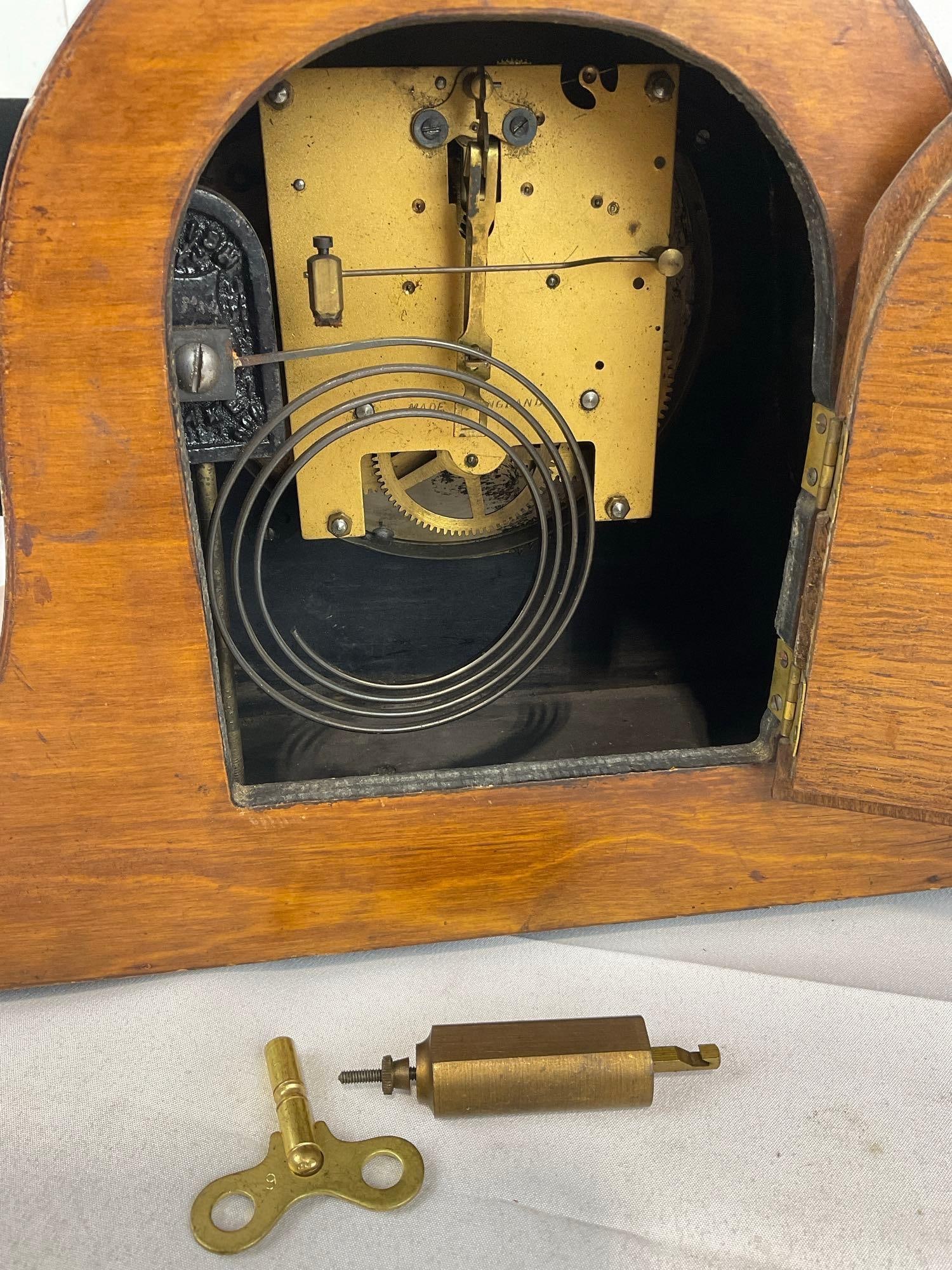 Early 20th Century British Mantel Clock Humpback, Time Strike, 11h x 17w x 6d inches - 4