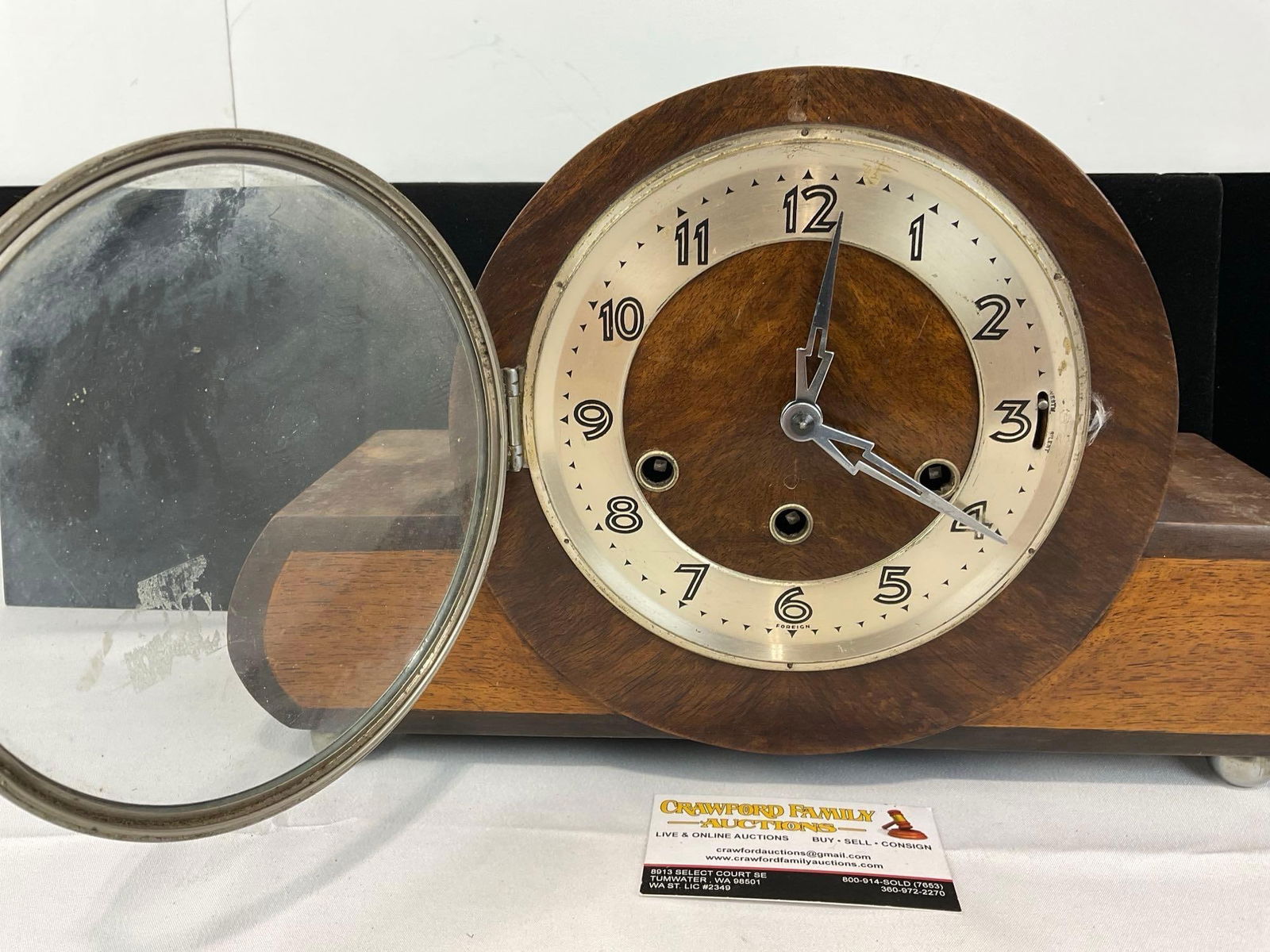 Early 20th Century 1930s Art Deco Mantel Clock, Time Strike Chime, 10h x 15w x 6d inches - 2