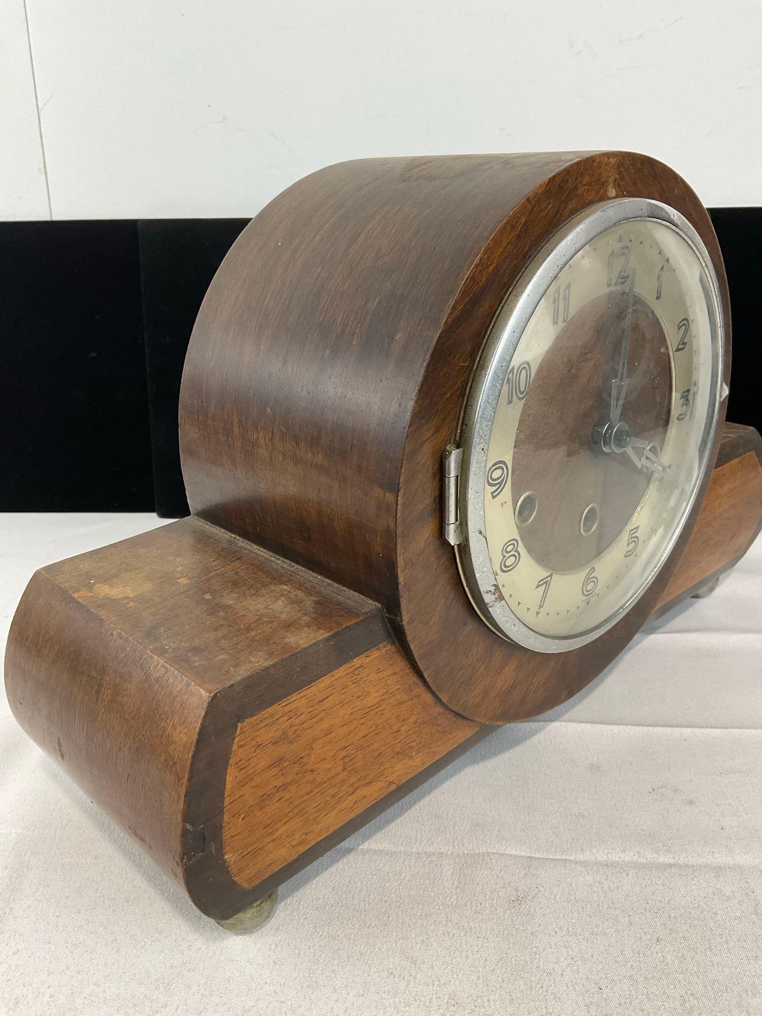 Early 20th Century 1930s Art Deco Mantel Clock, Time Strike Chime, 10h x 15w x 6d inches - 3