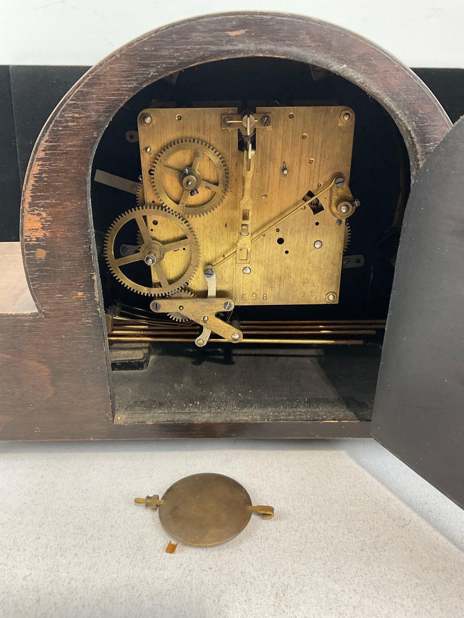 Early 20th Century 1930s Art Deco Mantel Clock, Time Strike Chime, 10h x 15w x 6d inches - 5