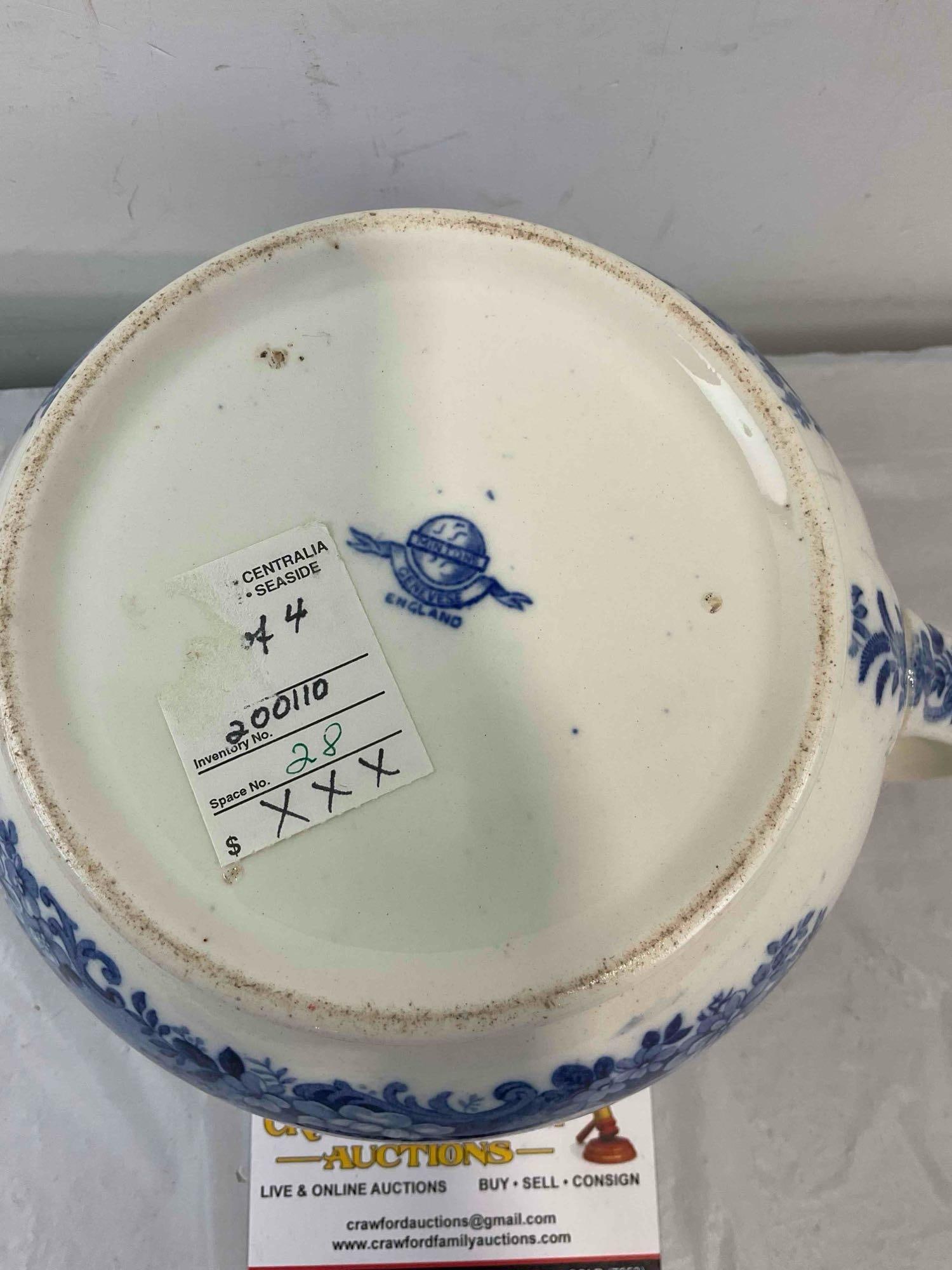 Antique Minton Genevese Pattern Blue & White Porcelain Chamber Pot. Excellent Condition. - 5