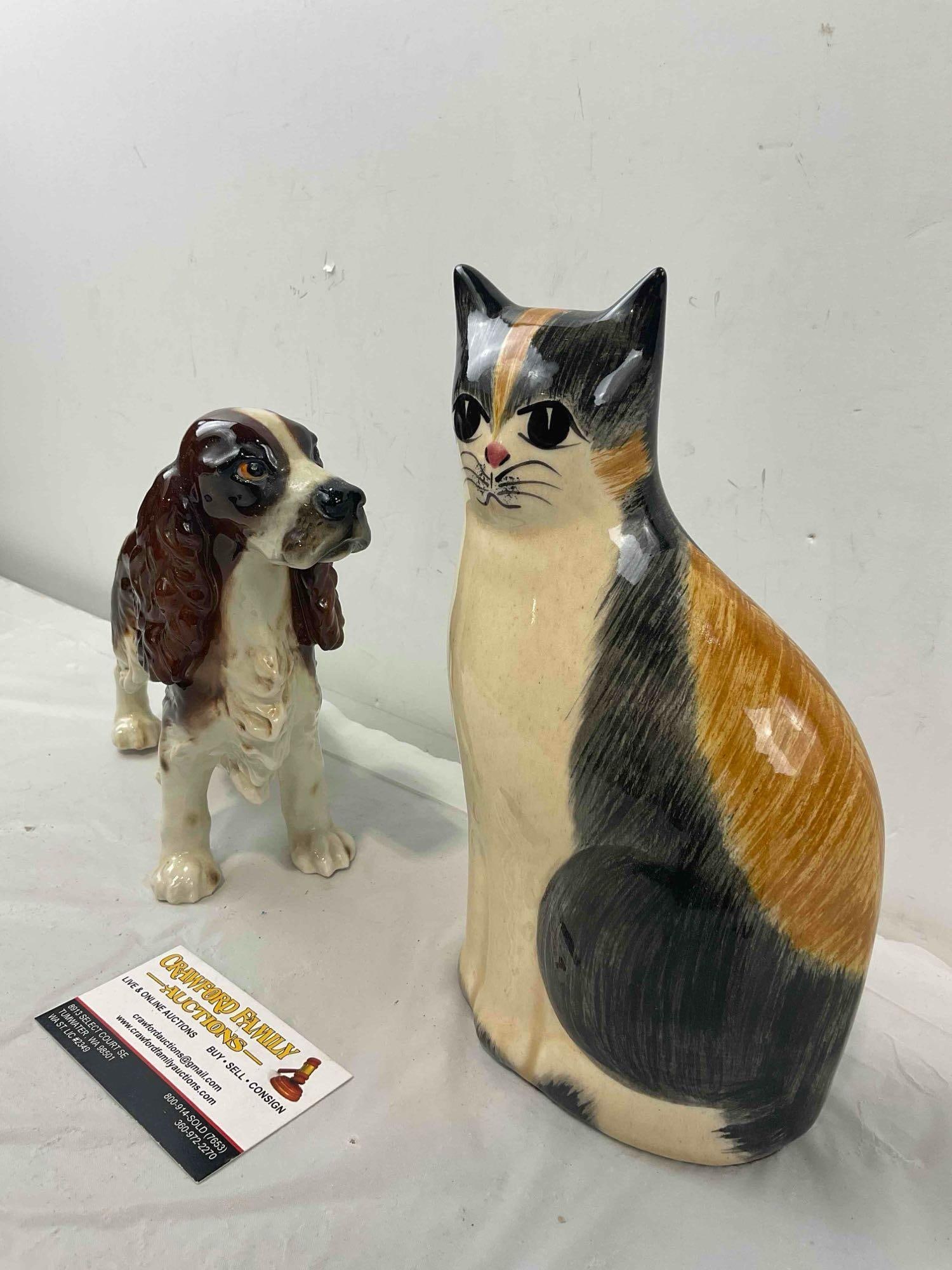 2 pcs Ceramic Animal Statuettes, incl. Vintage Goebel Springer Spaniel Dog. Excellent Condition. - 2