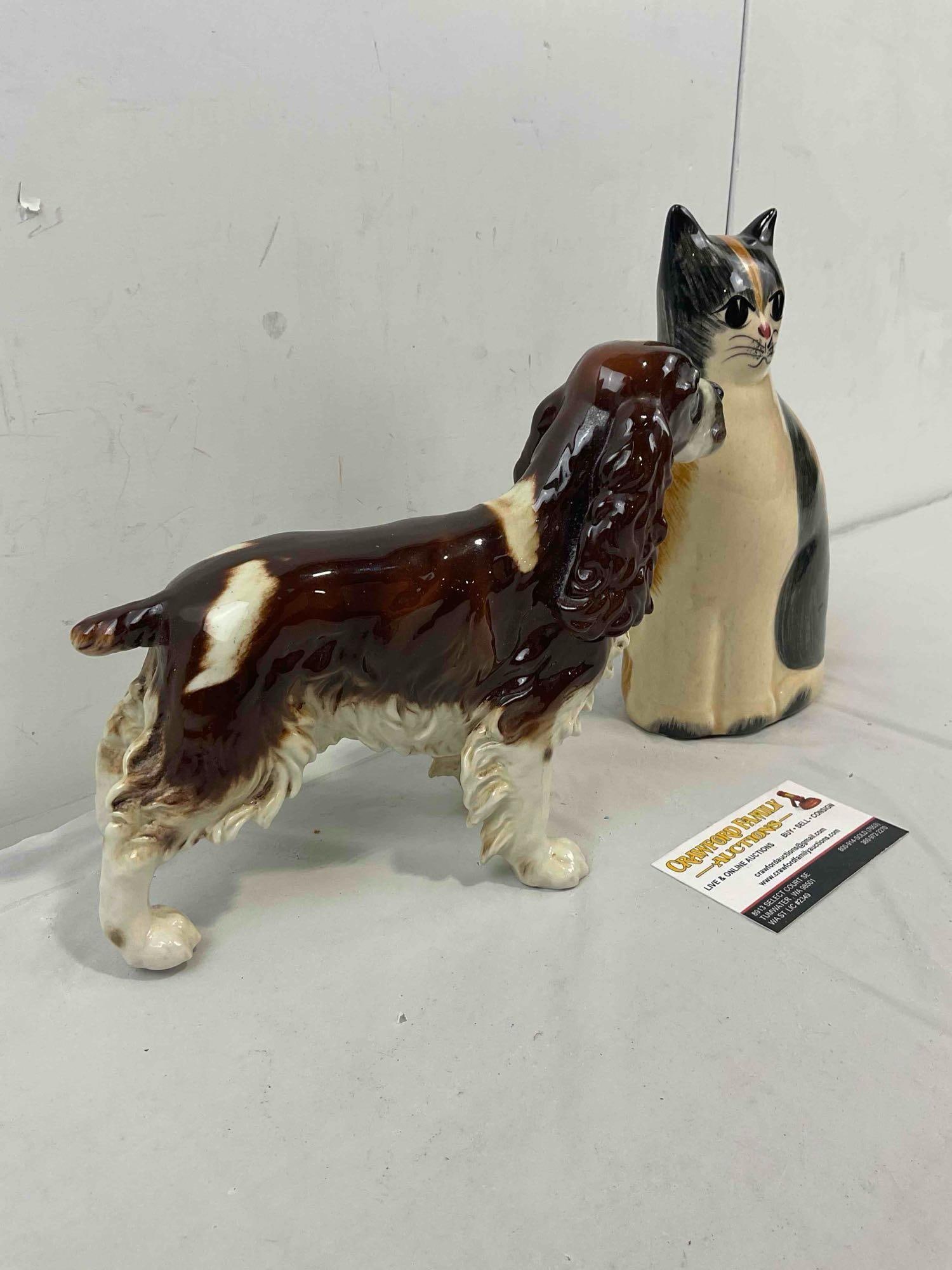 2 pcs Ceramic Animal Statuettes, incl. Vintage Goebel Springer Spaniel Dog. Excellent Condition. - 3