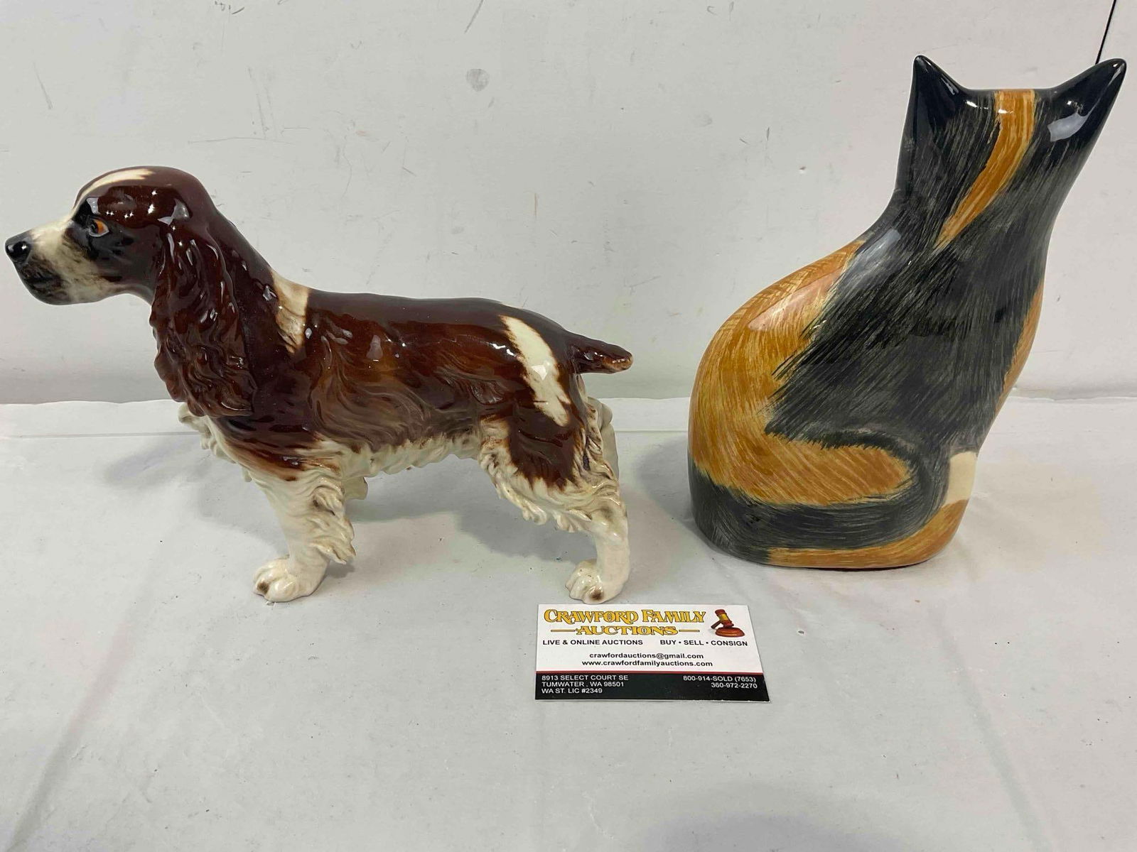 2 pcs Ceramic Animal Statuettes, incl. Vintage Goebel Springer Spaniel Dog. Excellent Condition. - 5