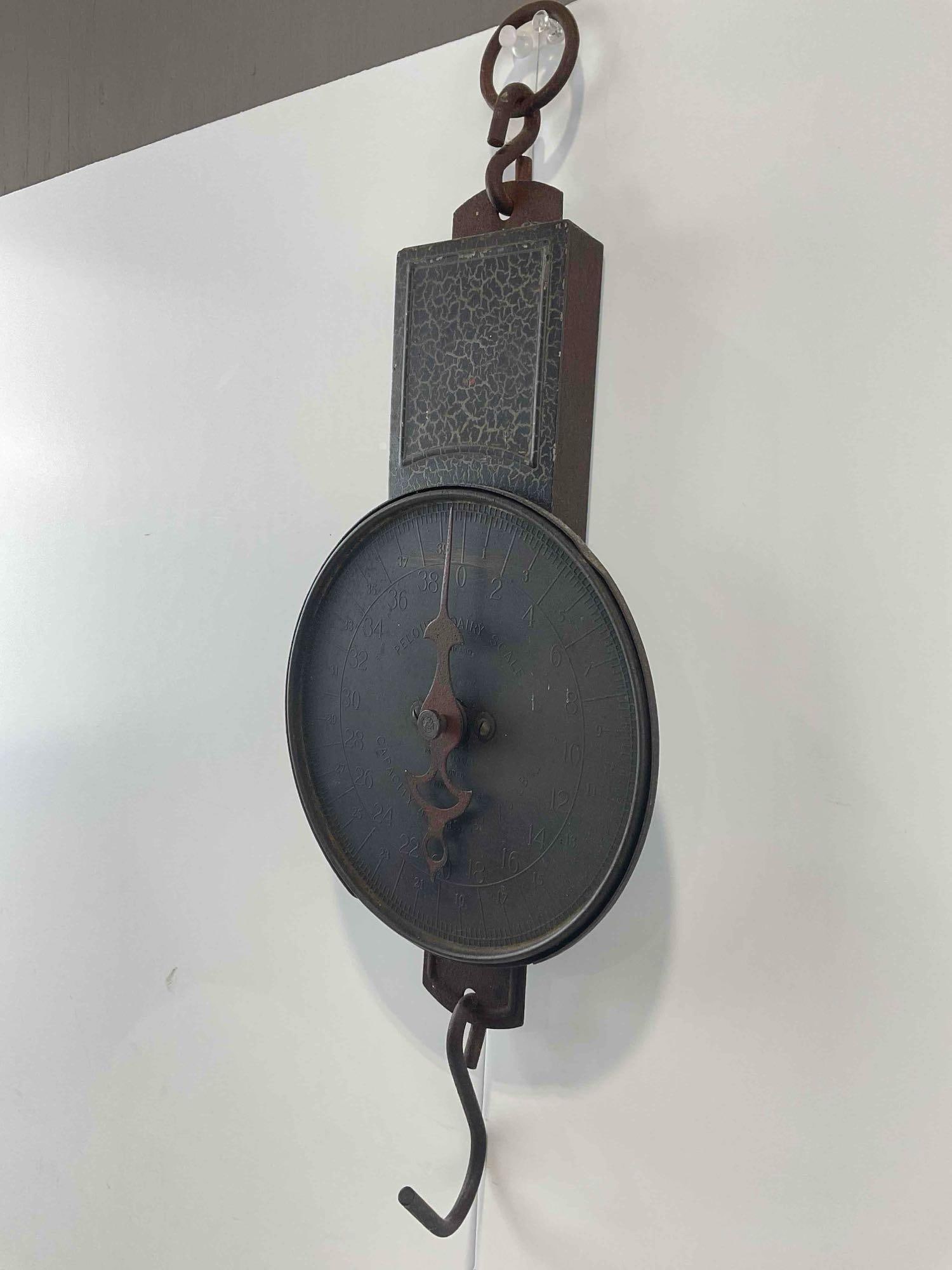 Antique Pelouze Hanging Spring Balance Dairy Scale. Very Good Condition. See pics. - 4