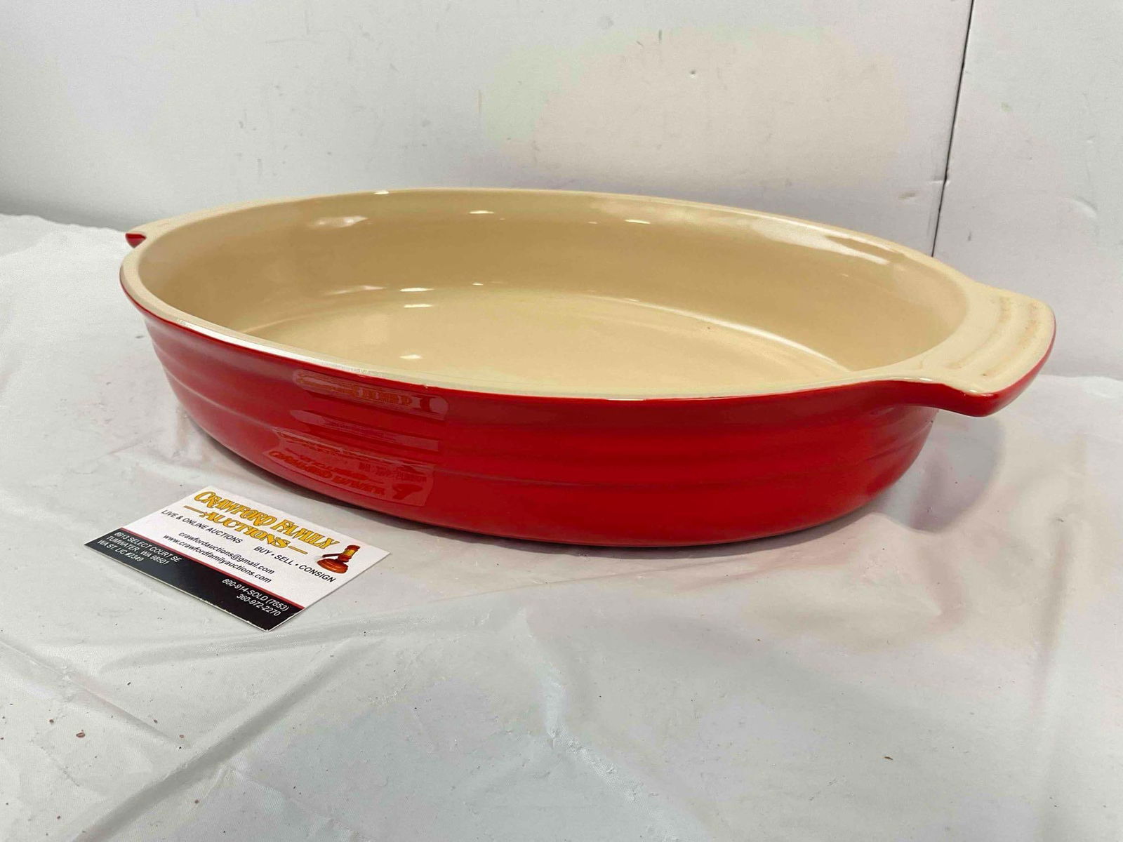 Le Creuset Red Stoneware Oval Au Gratin Baking Dish. Excellent Condition. See pics. - 2