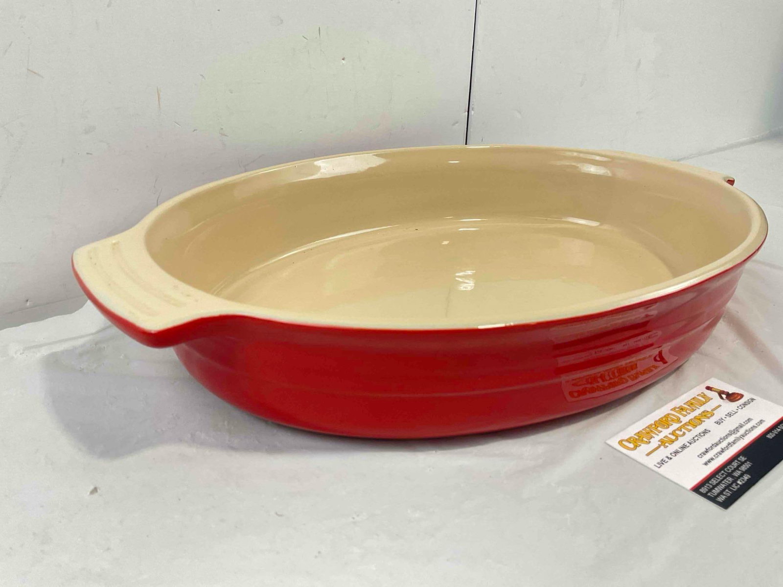 Le Creuset Red Stoneware Oval Au Gratin Baking Dish. Excellent Condition. See pics. - 3
