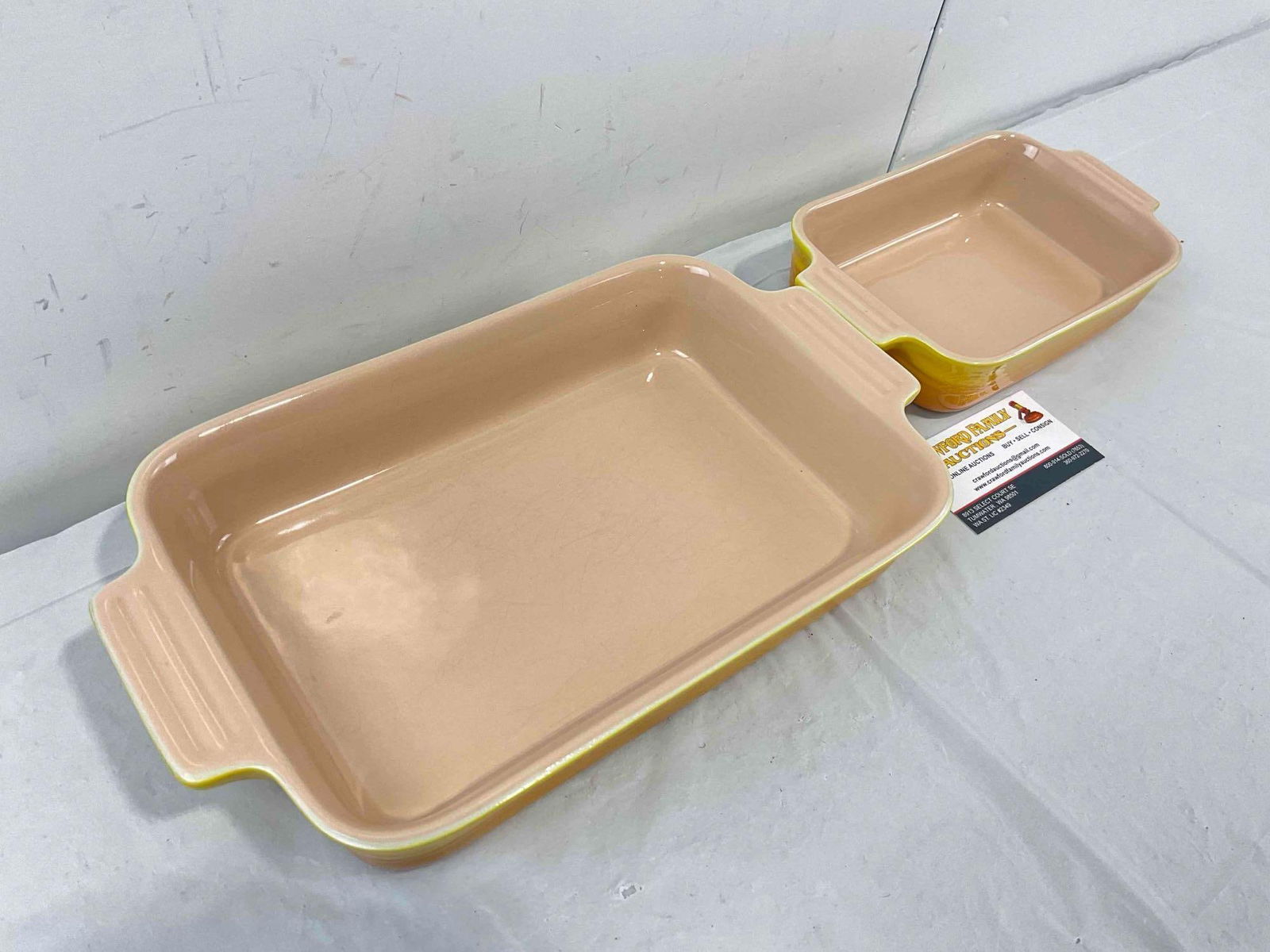 2 pcs Le Creuset Yellow Rectangle Stoneware Baking Dishes. Excellent Condition. See pics. - 3