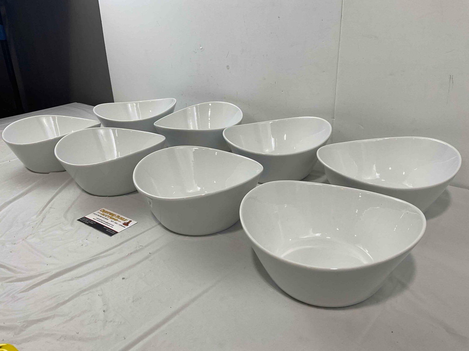 8 pcs Overandback What a Dish! White Porcelain Bowls. Excellent Condition. See pics. - 3