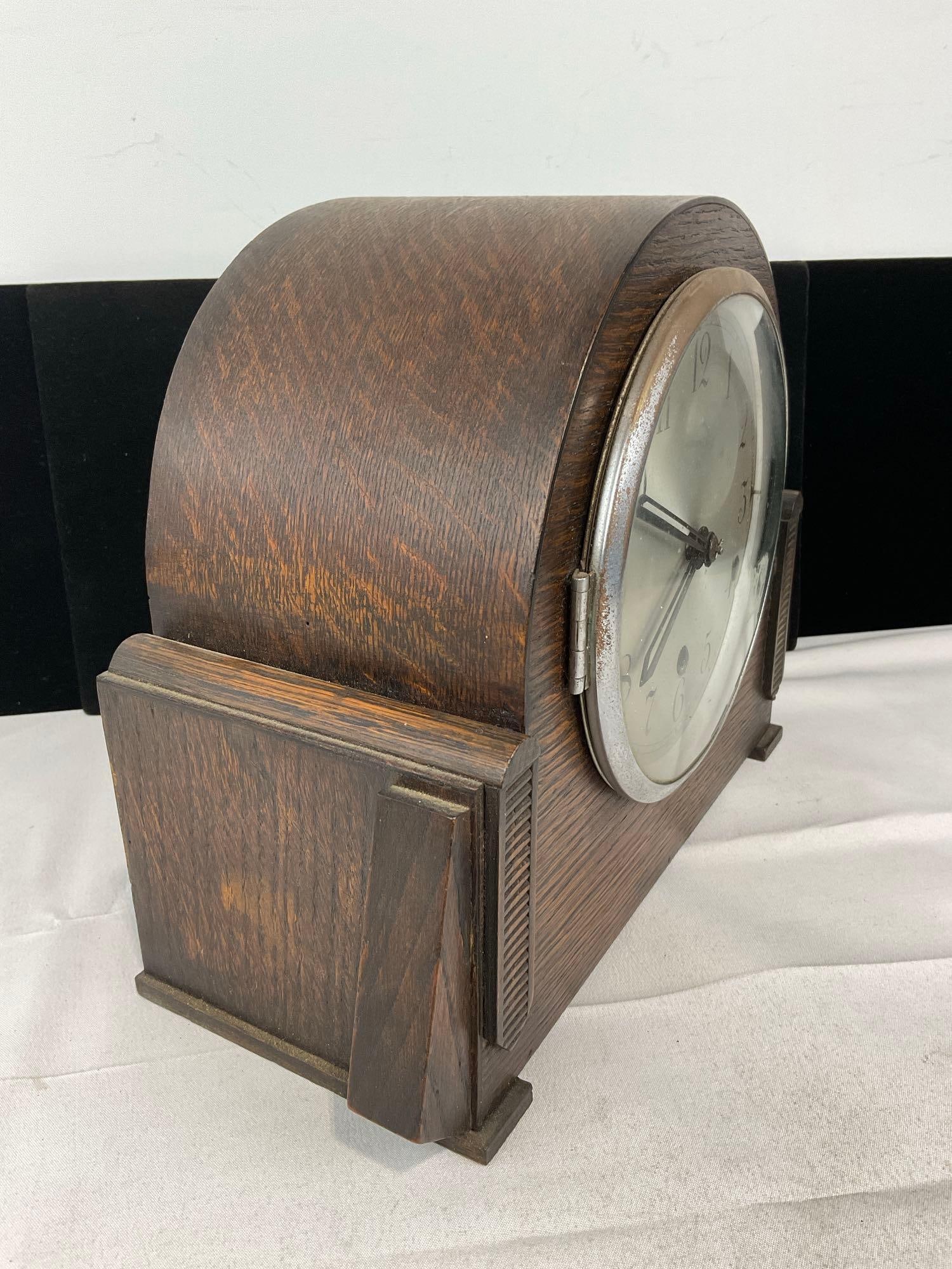 Early 20th Century British Anvil Mantel Clock Time Strike Chime, 10h x 12w x 7d inches - 2