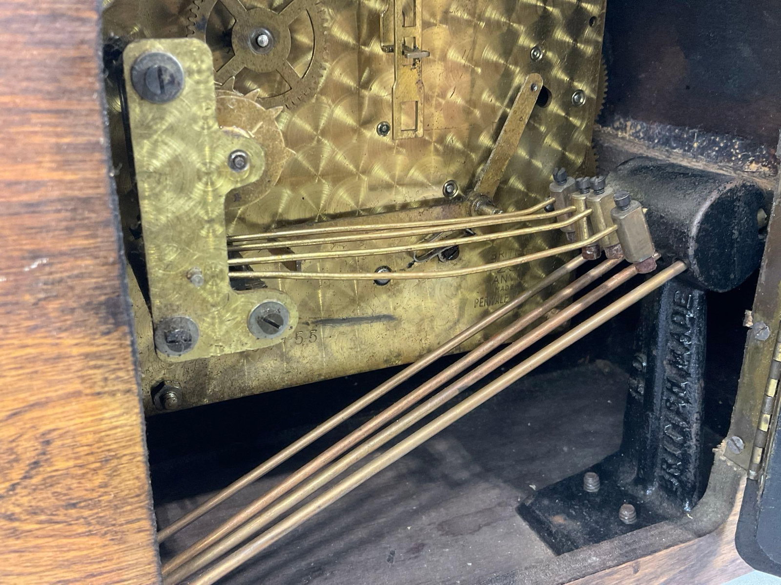 Early 20th Century British Anvil Mantel Clock Time Strike Chime, 10h x 12w x 7d inches - 5