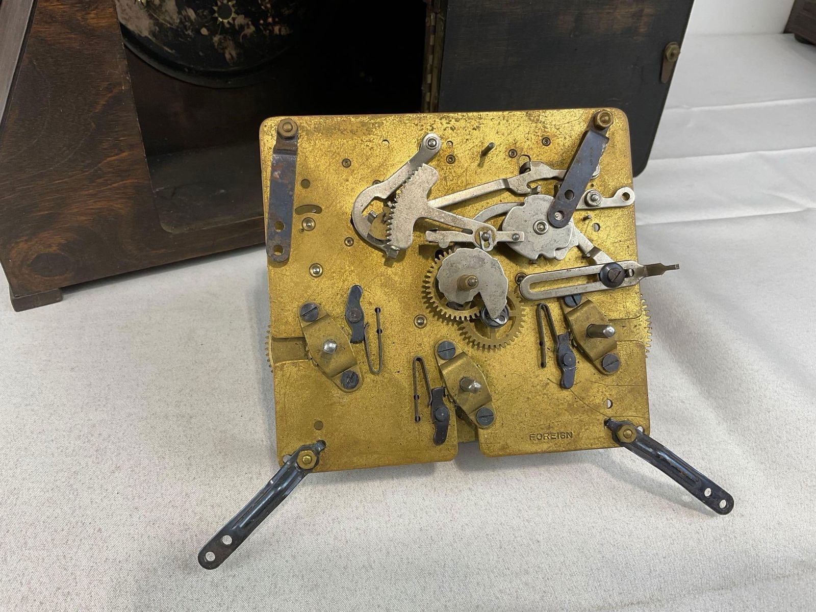 Antique Mantel Clock Case & Movement, needs more pieces, Time Strike Chime, 10h x 12w x 7d inches - 5