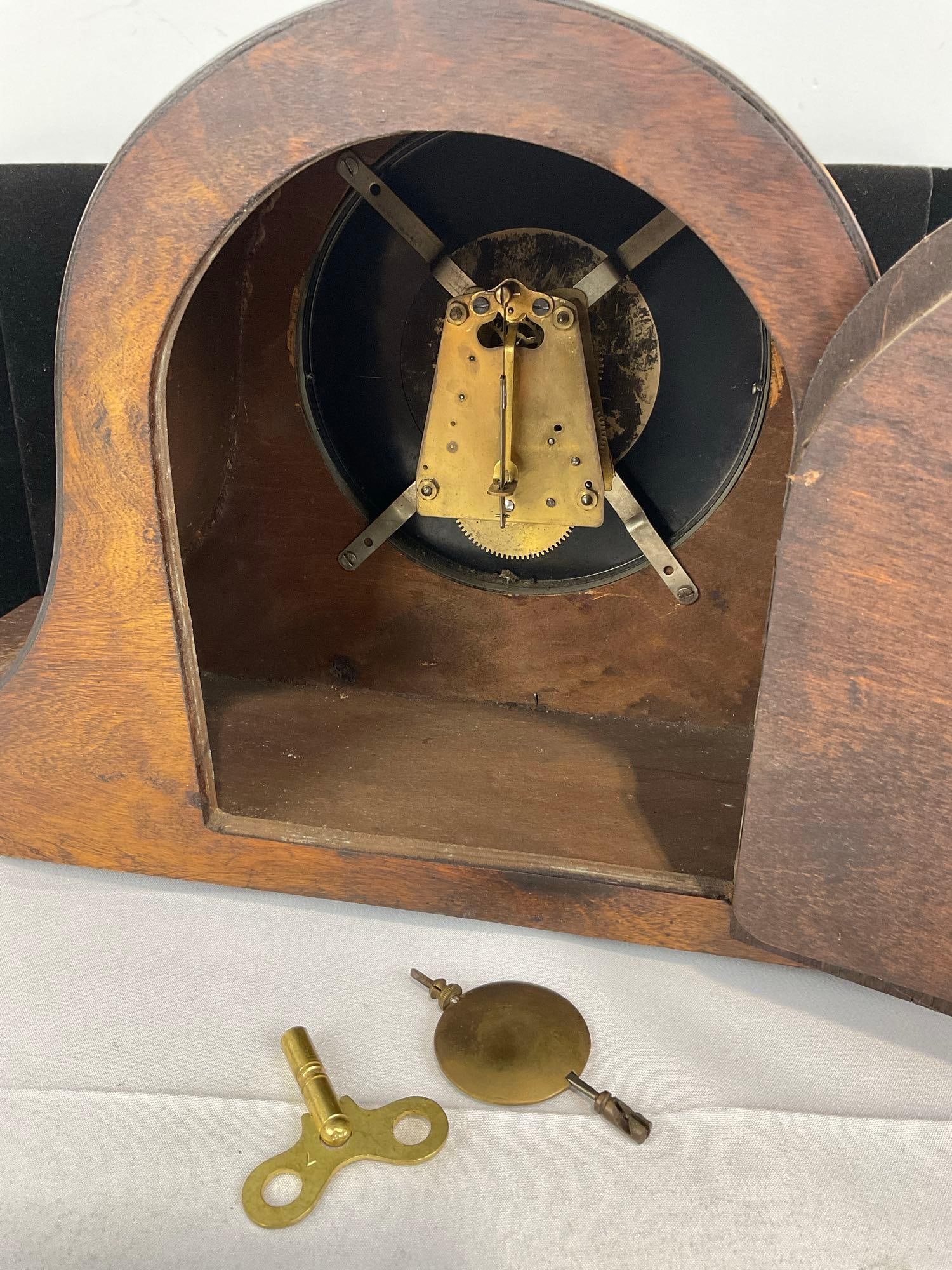 Early 20th Century 8 Day Time Mantel Clock Humpback, 10h x 16w x 6d inches w/key - 3