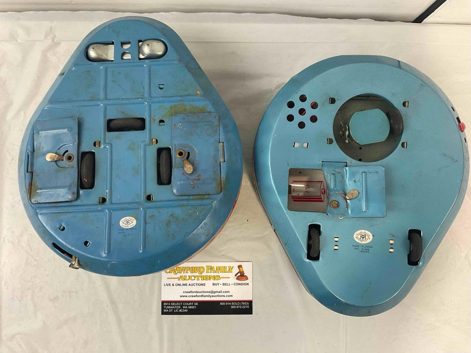 Pair of Vintage Modern Toys Space Survey X-07 & X-09 Tin Children's Toys. Good Condition. - 7