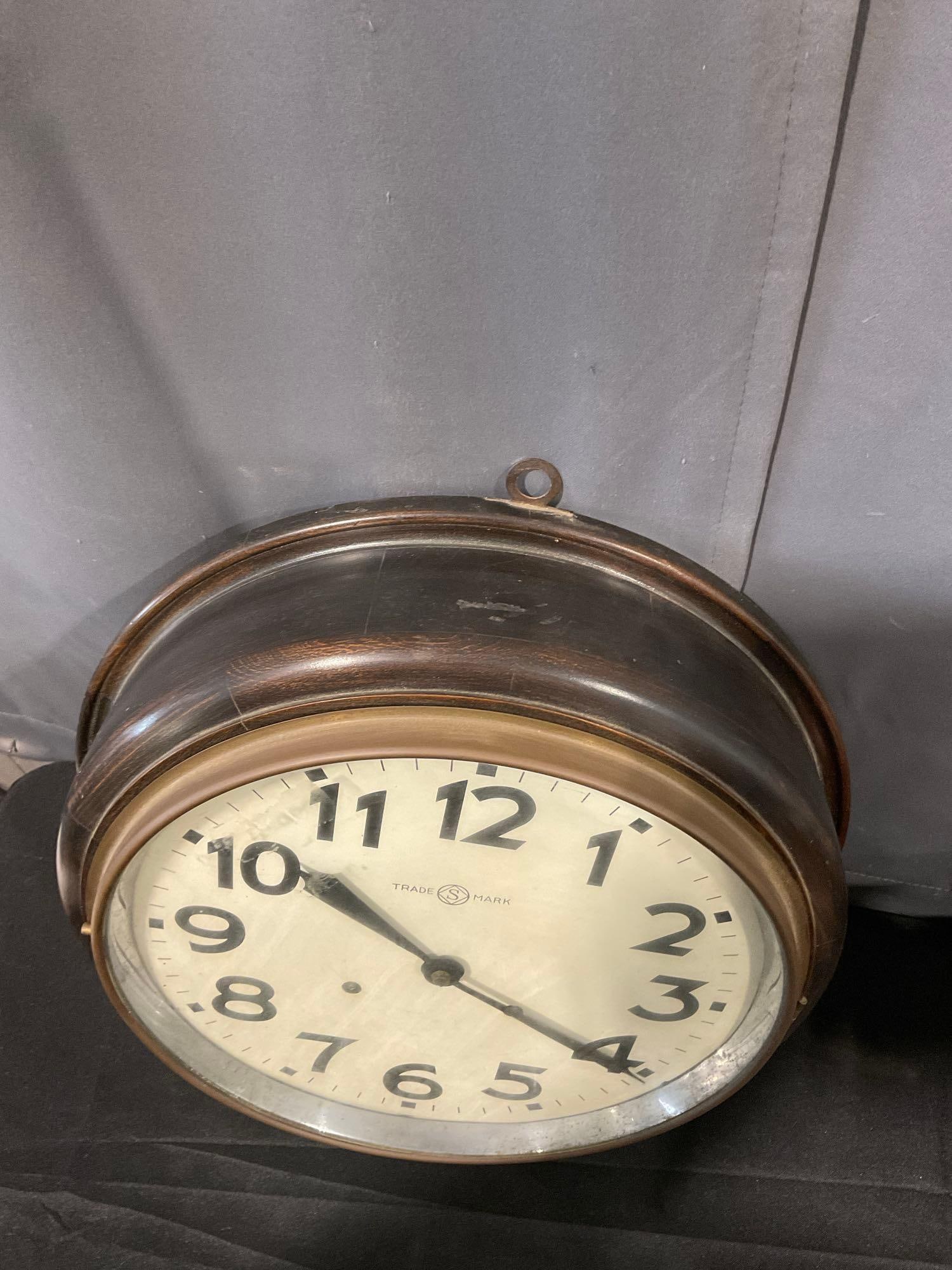 WW2 Era Japanese Wall Clock Circular by Tachimoto Clock Co, Japan, 16h x 16w x 6d inches - 3