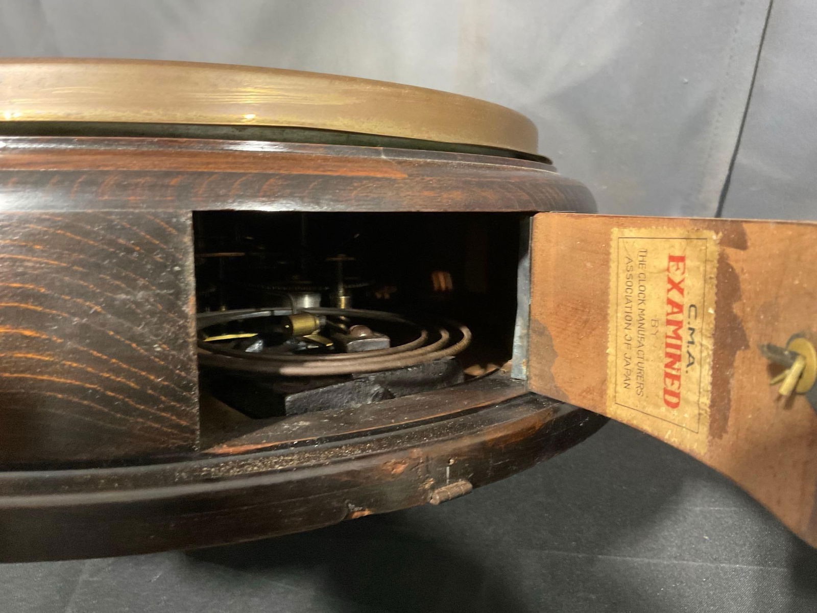 WW2 Era Japanese Wall Clock Circular by Tachimoto Clock Co, Japan, 16h x 16w x 6d inches - 5