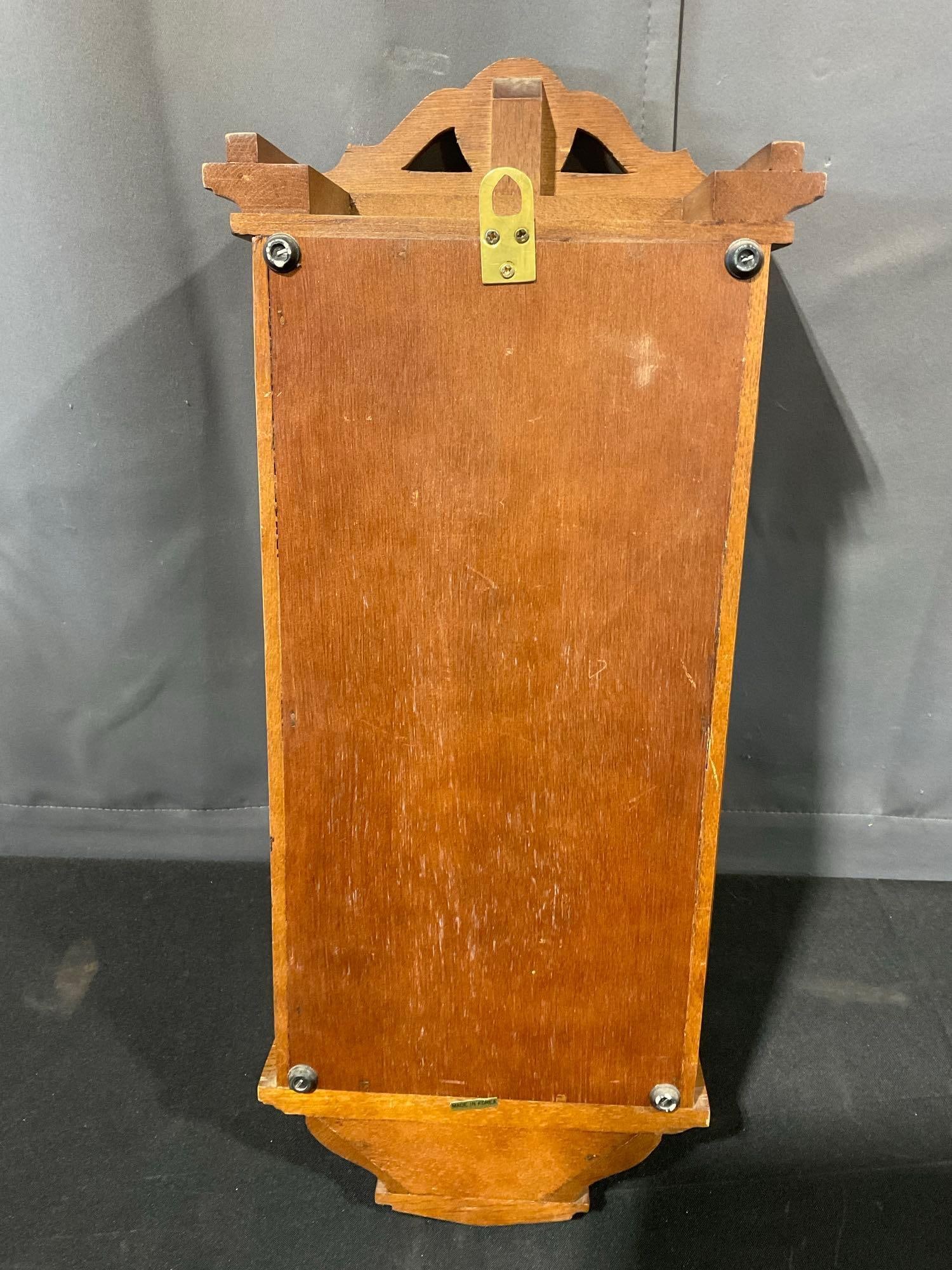 Vintage 1980s Repro Centennial Parlor Time Strike Wall Clock w/key, Pendulum, 22h x 10w x 6d inches - 5