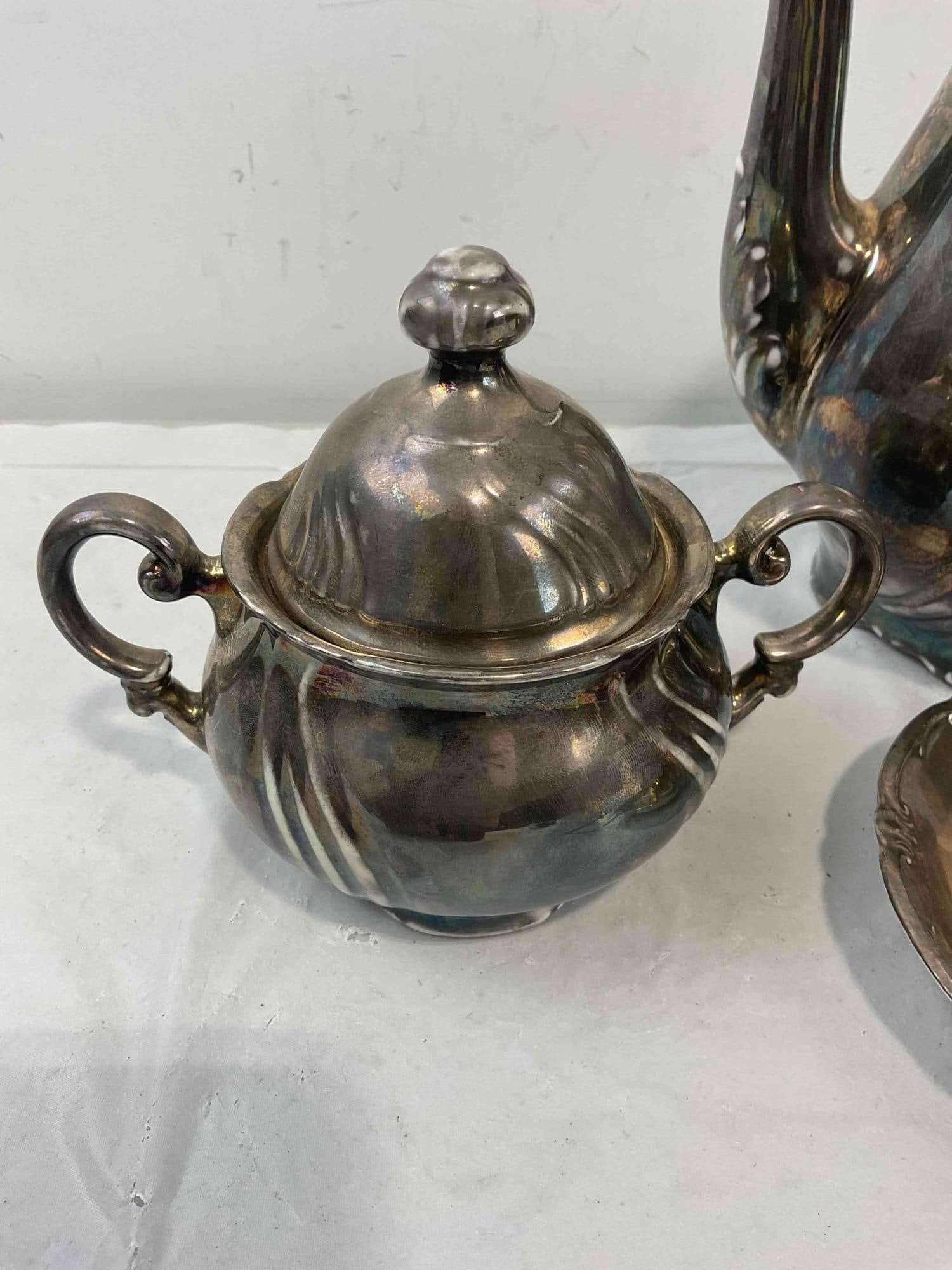 Vintage Bavarian Dekor Feinsilber Silver Plated Porcelain Tea Set. Excellent Condition. See pics. - 4