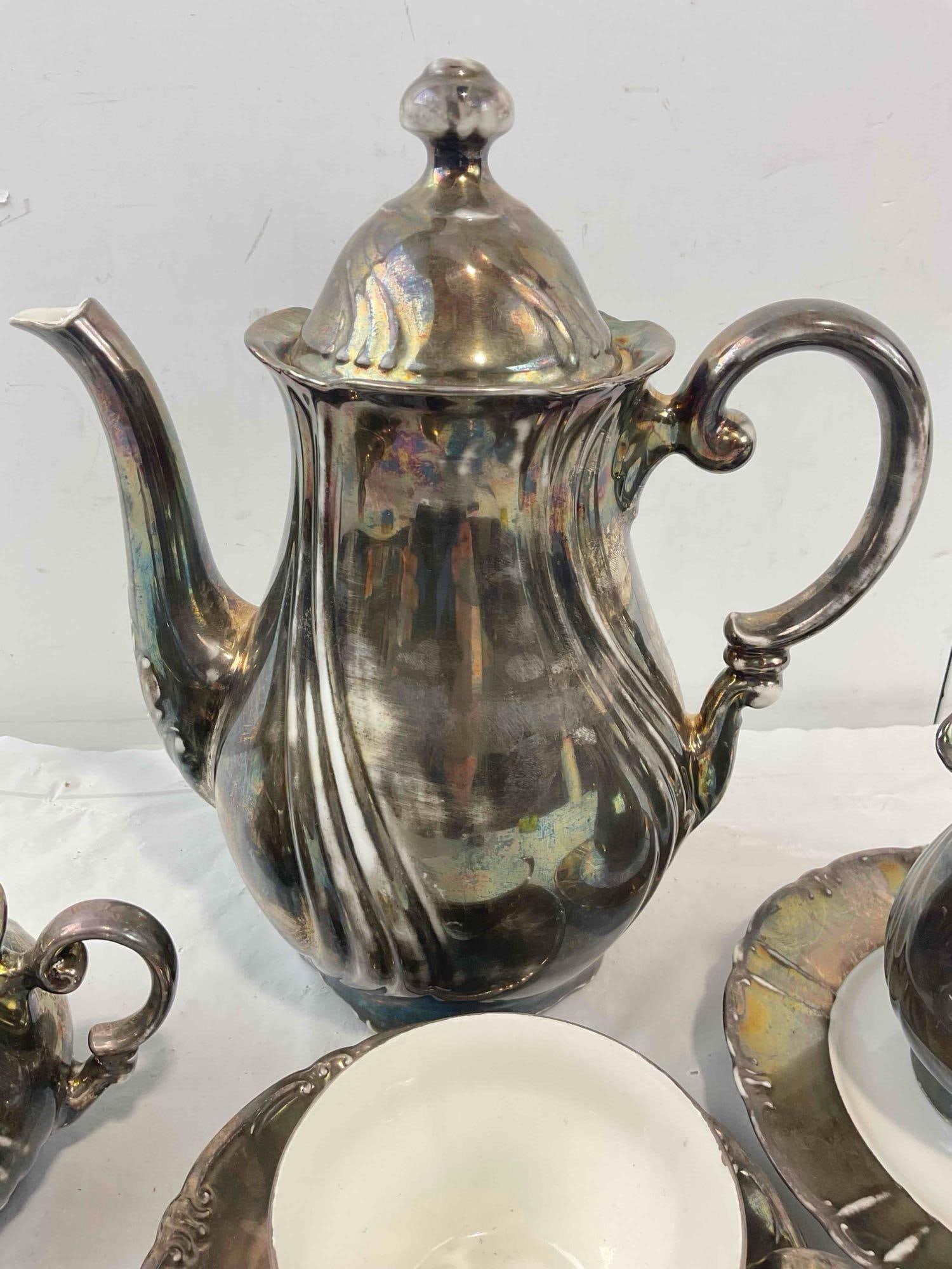 Vintage Bavarian Dekor Feinsilber Silver Plated Porcelain Tea Set. Excellent Condition. See pics. - 7