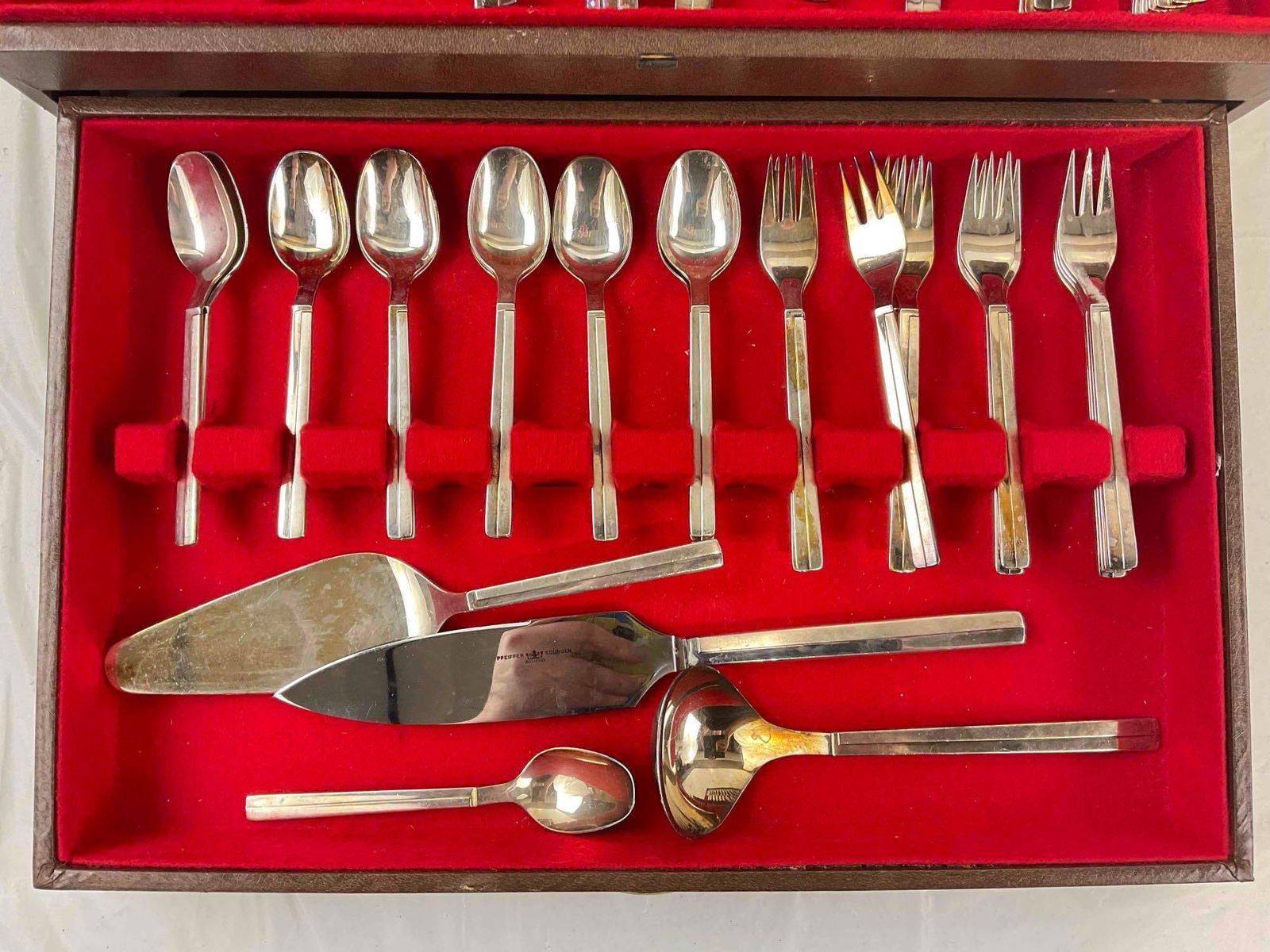 58 pcs Vintage Pfeiffer Solingen Stainless Steel Silverware in Vinyl Case. Excellent Condition. - 3