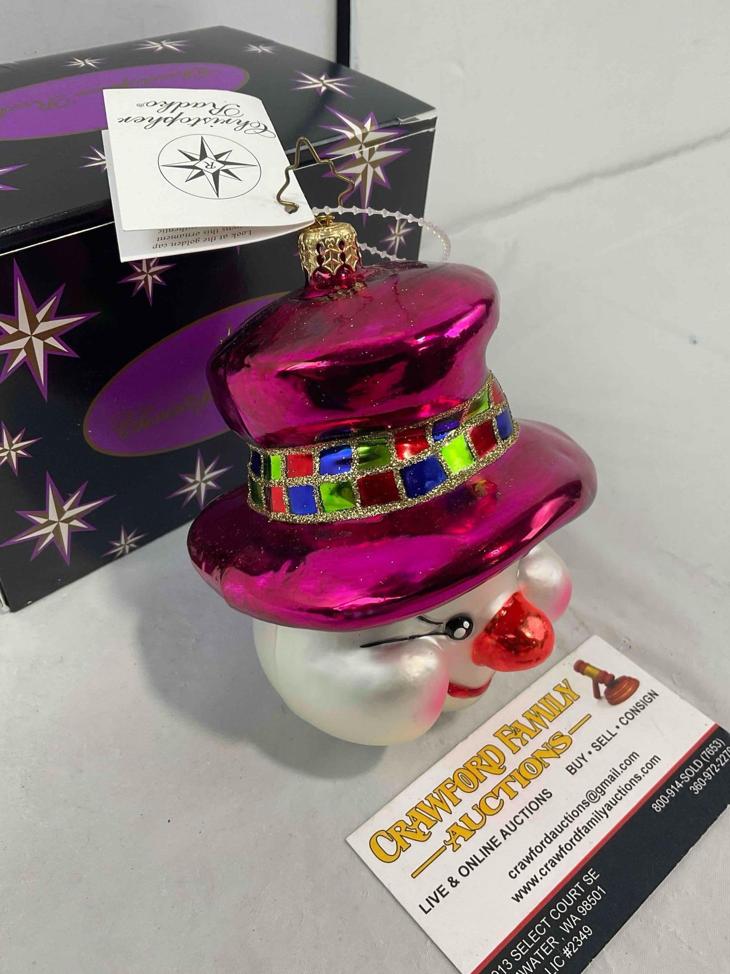 Christopher Radko "Snow Smirks" Glass Christmas Ornament w/ Original Box & Tag. Excellent Cond. - 2