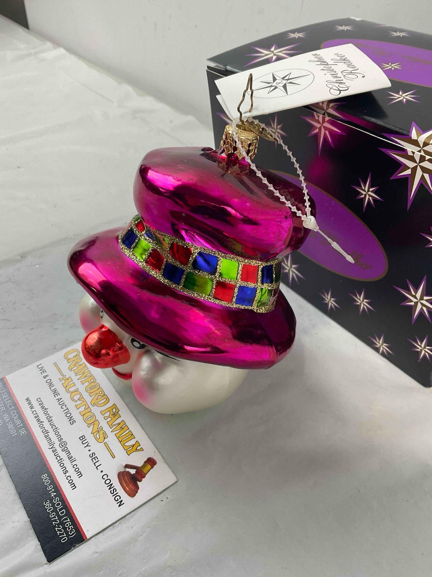 Christopher Radko "Snow Smirks" Glass Christmas Ornament w/ Original Box & Tag. Excellent Cond. - 3