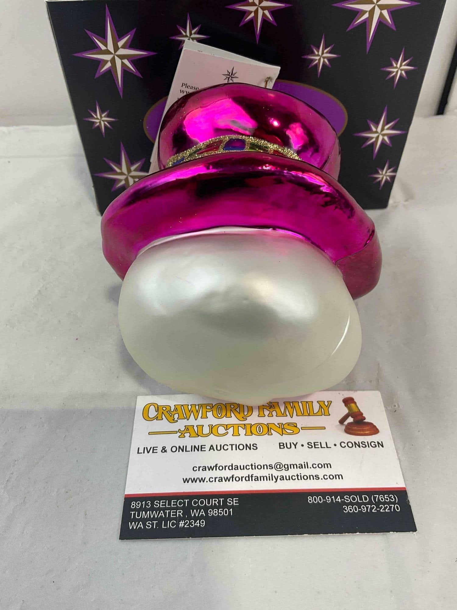 Christopher Radko "Snow Smirks" Glass Christmas Ornament w/ Original Box & Tag. Excellent Cond. - 5