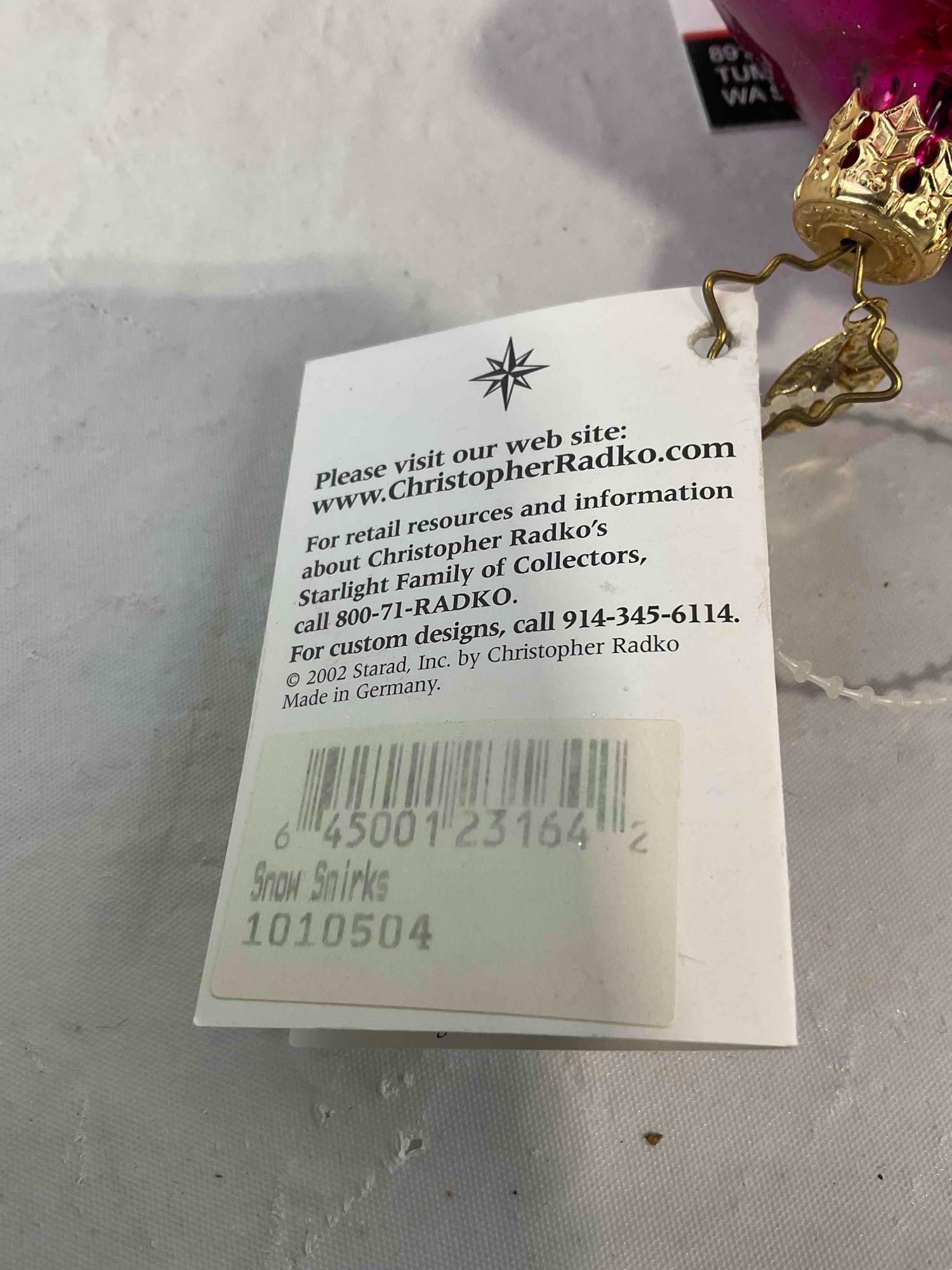 Christopher Radko "Snow Smirks" Glass Christmas Ornament w/ Original Box & Tag. Excellent Cond. - 6